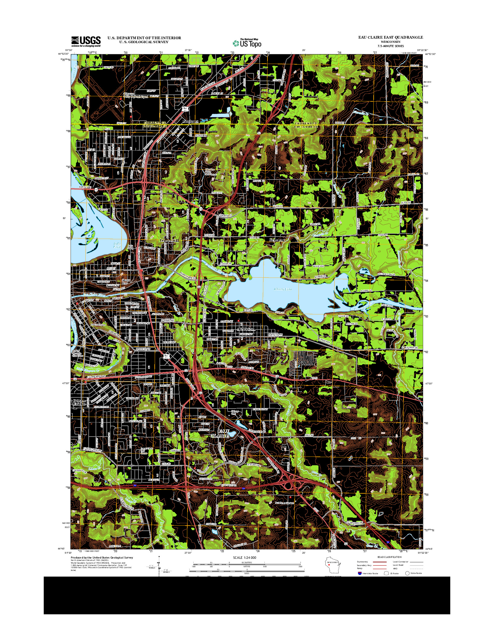 USGS US TOPO 7.5-MINUTE MAP FOR EAU CLAIRE EAST, WI 2013