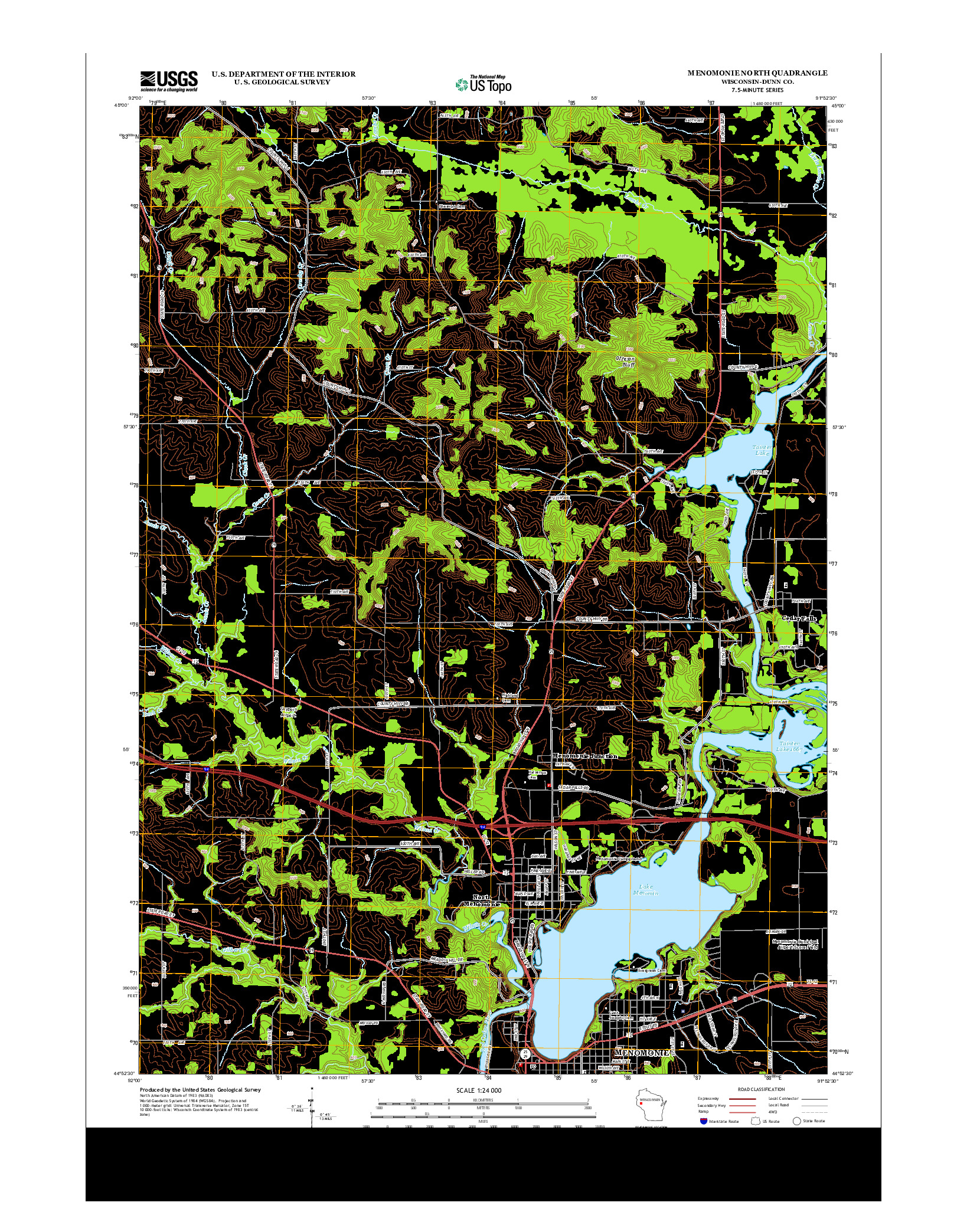 USGS US TOPO 7.5-MINUTE MAP FOR MENOMONIE NORTH, WI 2013