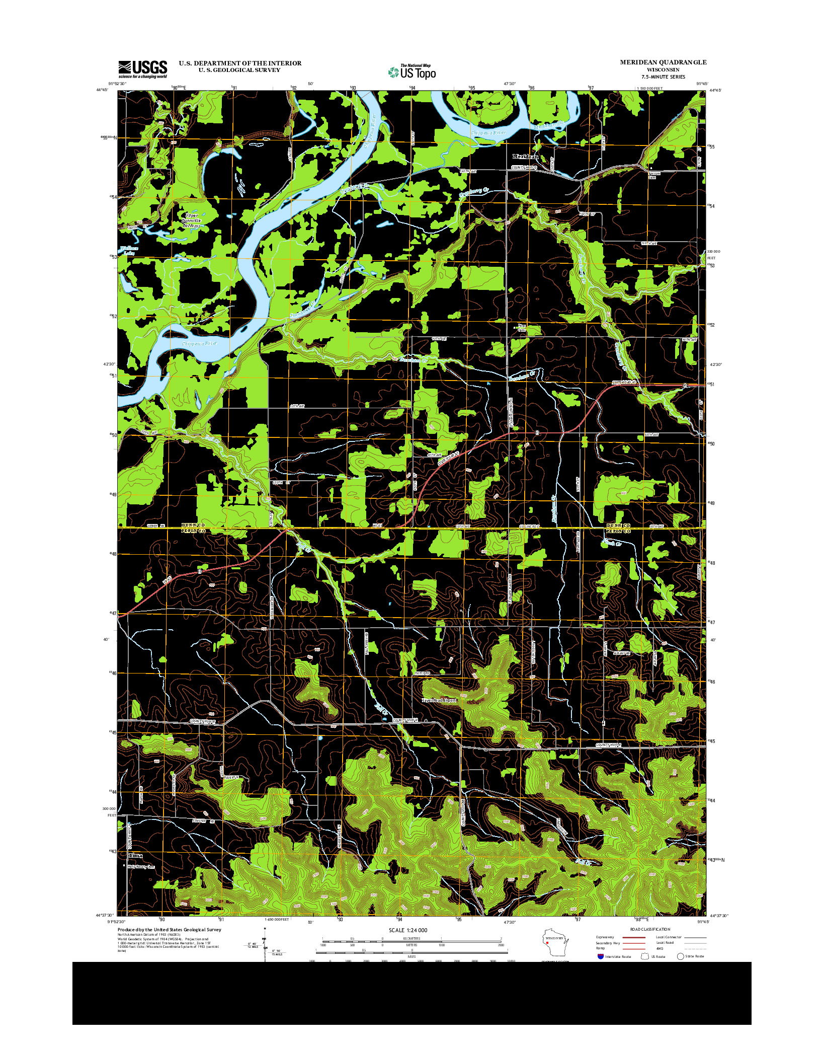 USGS US TOPO 7.5-MINUTE MAP FOR MERIDEAN, WI 2013