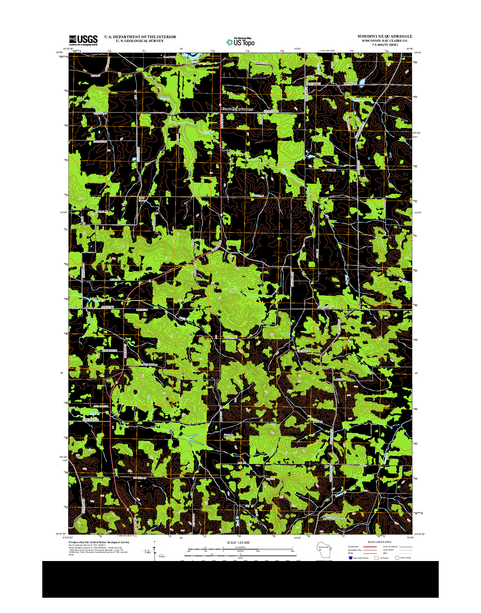USGS US TOPO 7.5-MINUTE MAP FOR MONDOVI NE, WI 2013