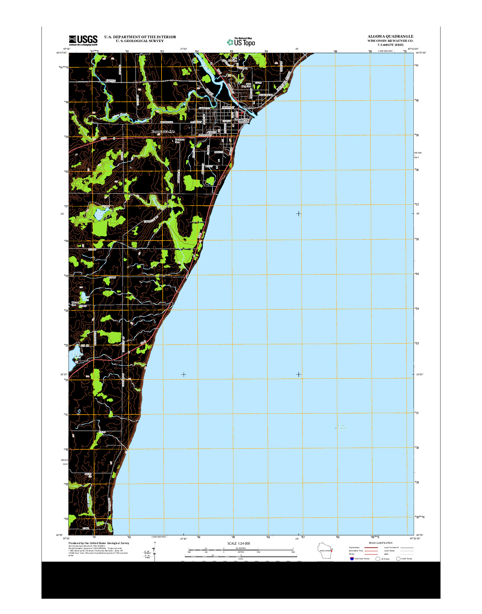 USGS US TOPO 7.5-MINUTE MAP FOR ALGOMA, WI 2013