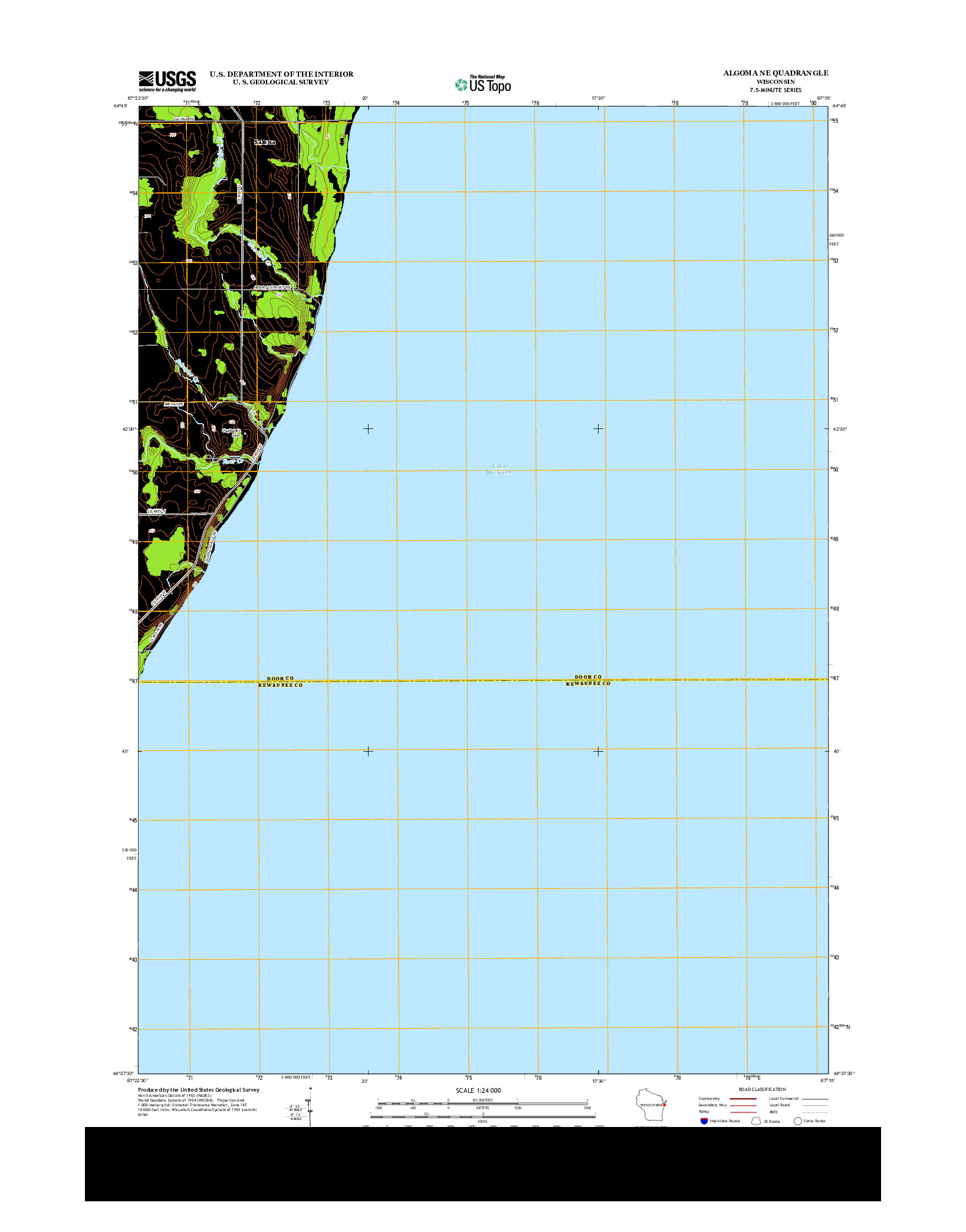 USGS US TOPO 7.5-MINUTE MAP FOR ALGOMA NE, WI 2013