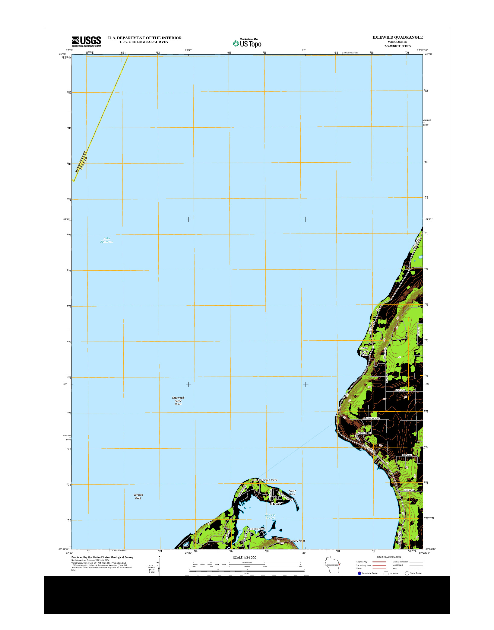 USGS US TOPO 7.5-MINUTE MAP FOR IDLEWILD, WI 2013