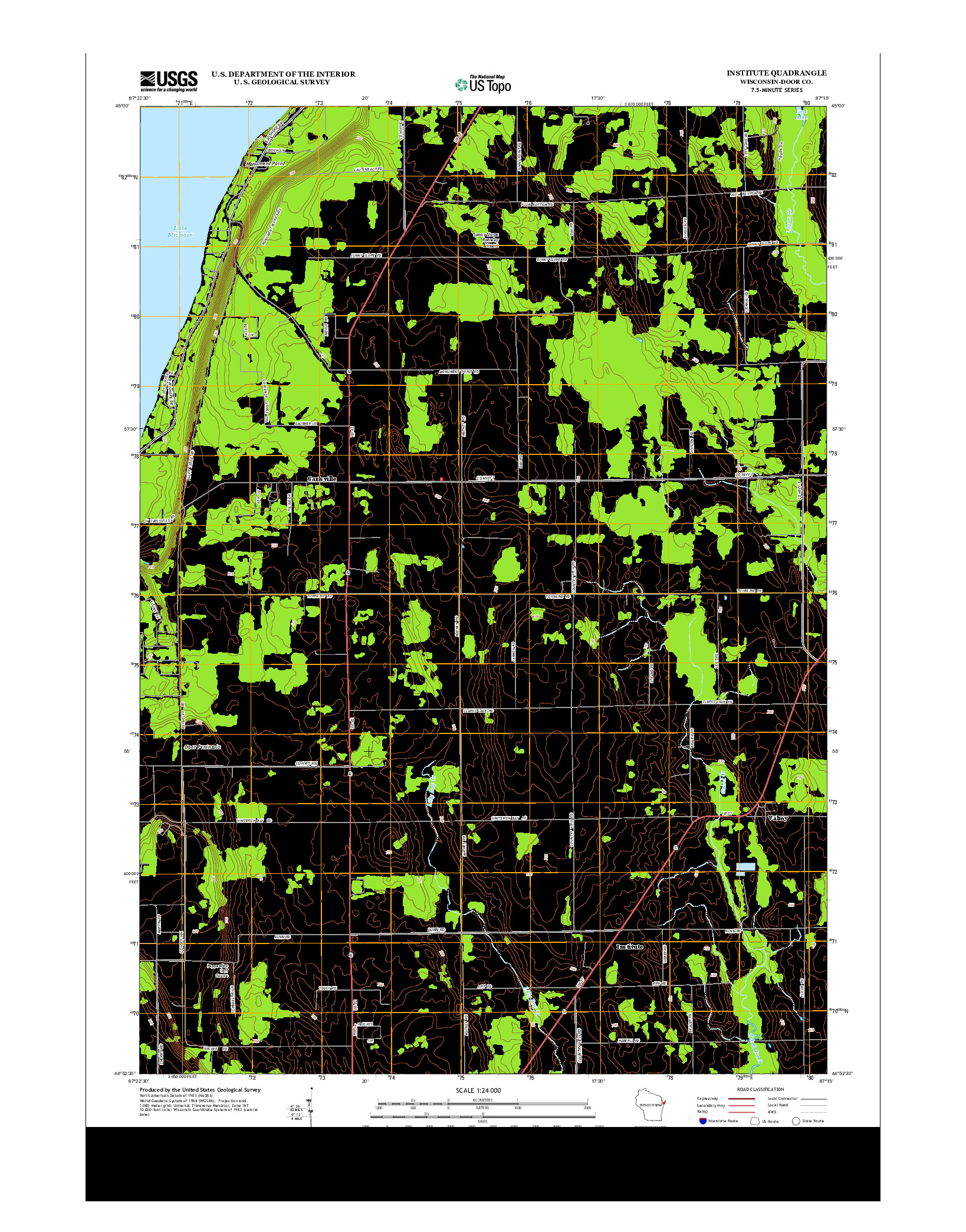 USGS US TOPO 7.5-MINUTE MAP FOR INSTITUTE, WI 2013