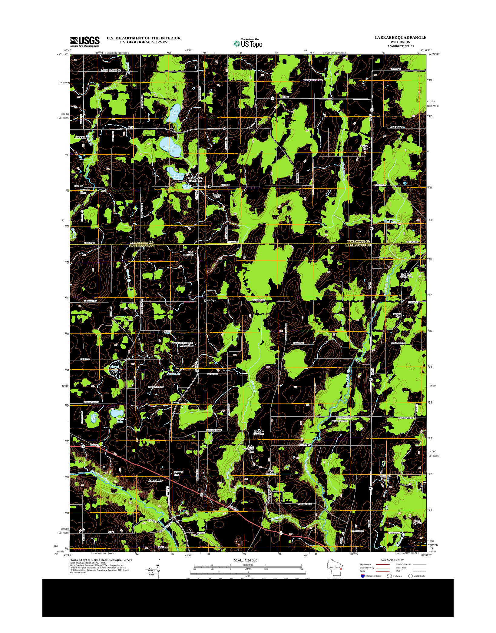 USGS US TOPO 7.5-MINUTE MAP FOR LARRABEE, WI 2013