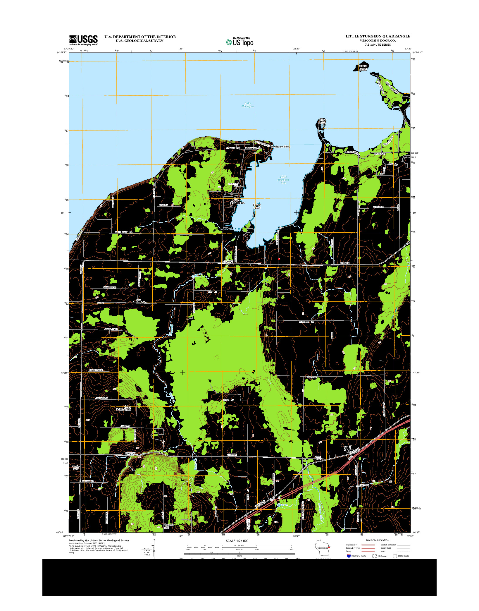 USGS US TOPO 7.5-MINUTE MAP FOR LITTLE STURGEON, WI 2013
