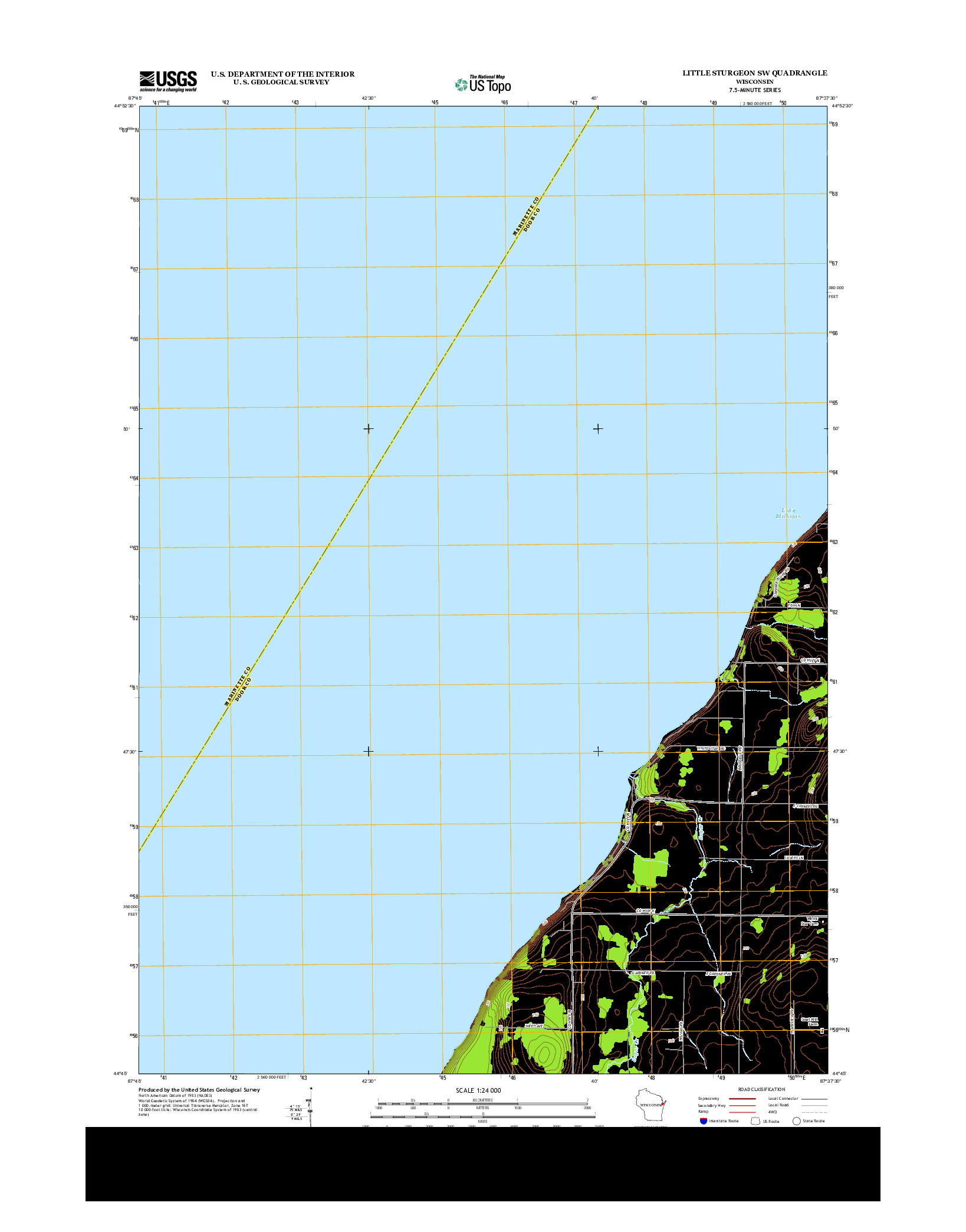 USGS US TOPO 7.5-MINUTE MAP FOR LITTLE STURGEON SW, WI 2013