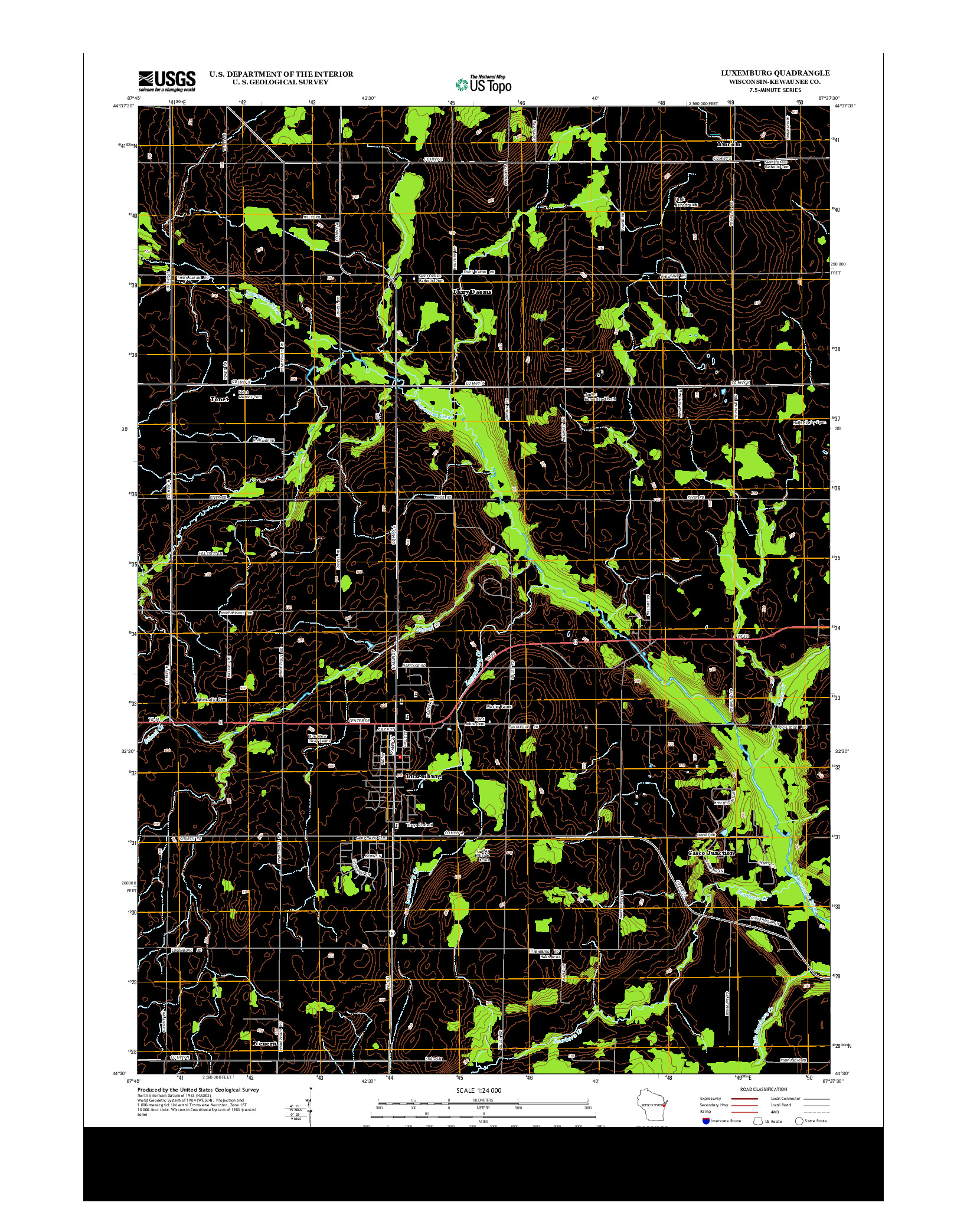 USGS US TOPO 7.5-MINUTE MAP FOR LUXEMBURG, WI 2013