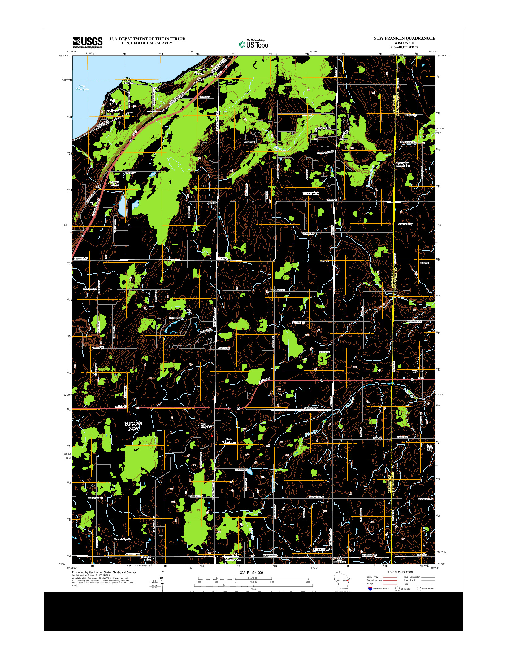 USGS US TOPO 7.5-MINUTE MAP FOR NEW FRANKEN, WI 2013