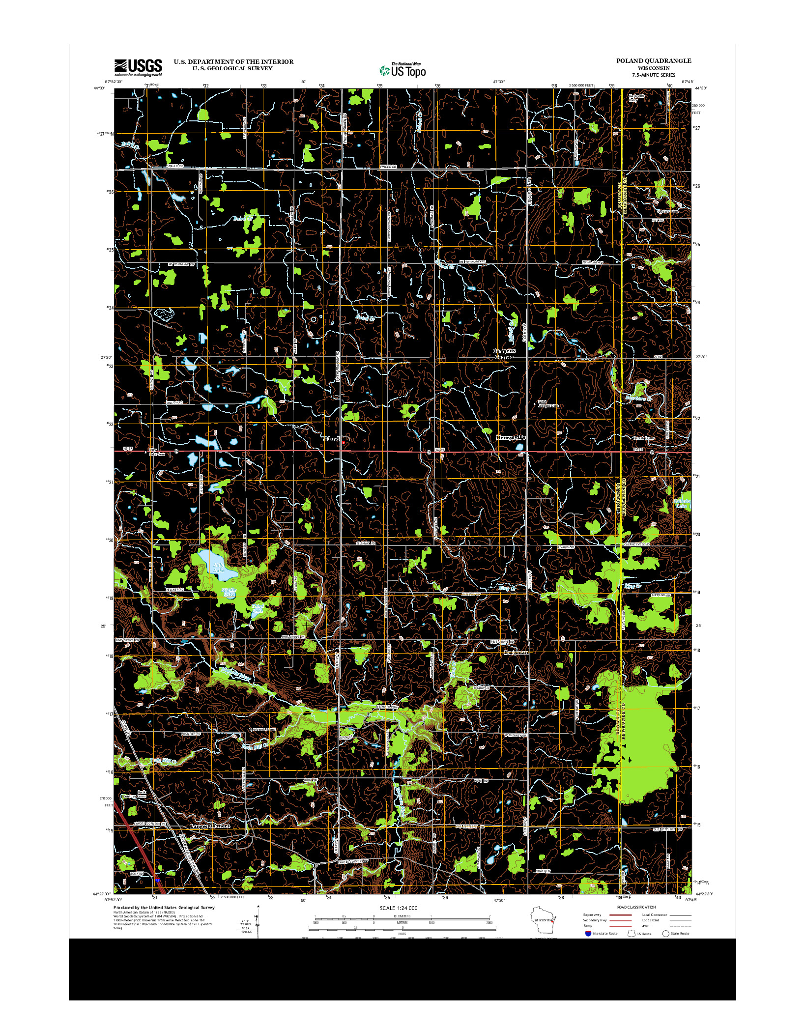 USGS US TOPO 7.5-MINUTE MAP FOR POLAND, WI 2013