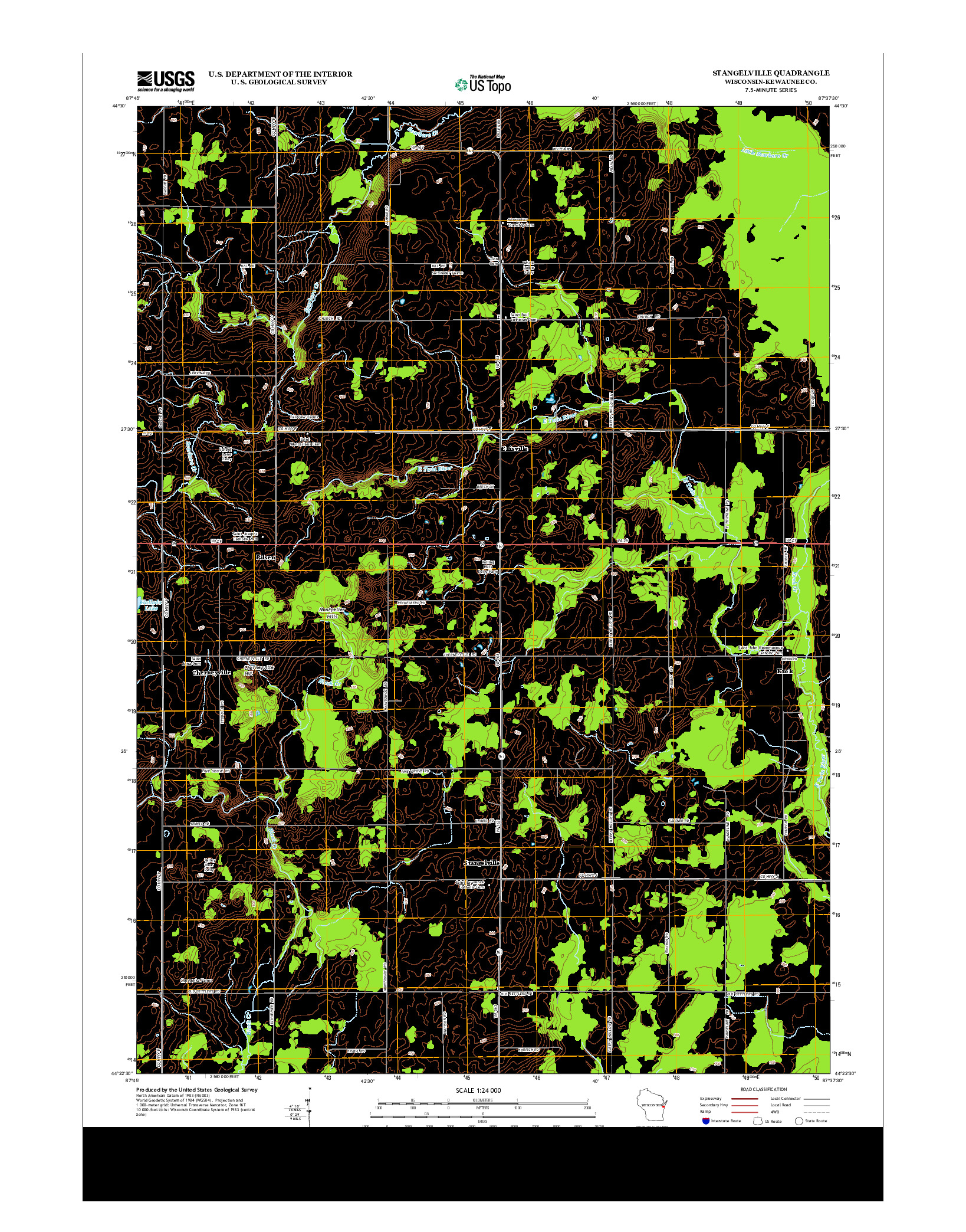 USGS US TOPO 7.5-MINUTE MAP FOR STANGELVILLE, WI 2013