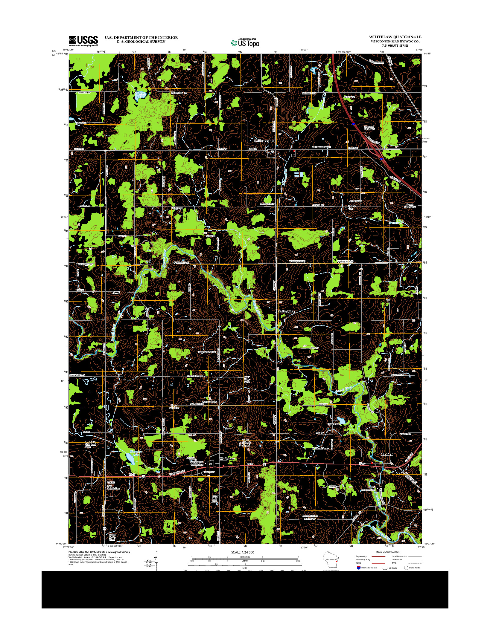 USGS US TOPO 7.5-MINUTE MAP FOR WHITELAW, WI 2013