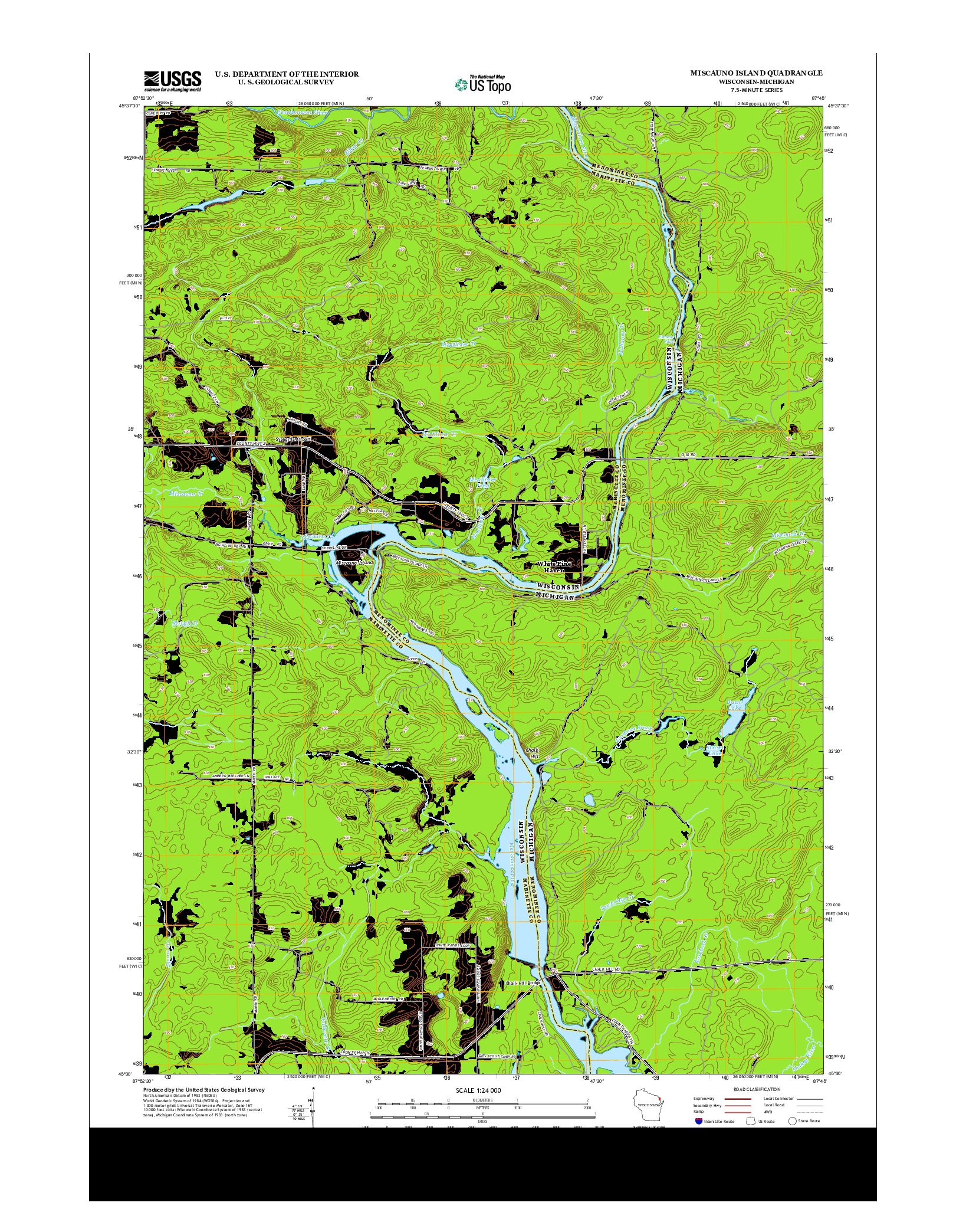 USGS US TOPO 7.5-MINUTE MAP FOR MISCAUNO ISLAND, WI-MI 2013