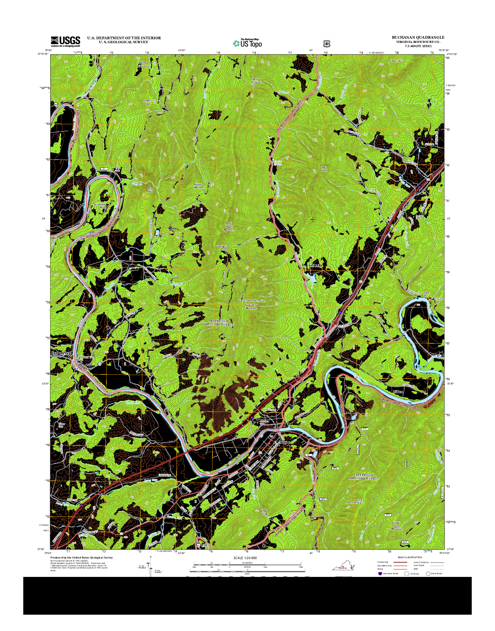 USGS US TOPO 7.5-MINUTE MAP FOR BUCHANAN, VA 2013