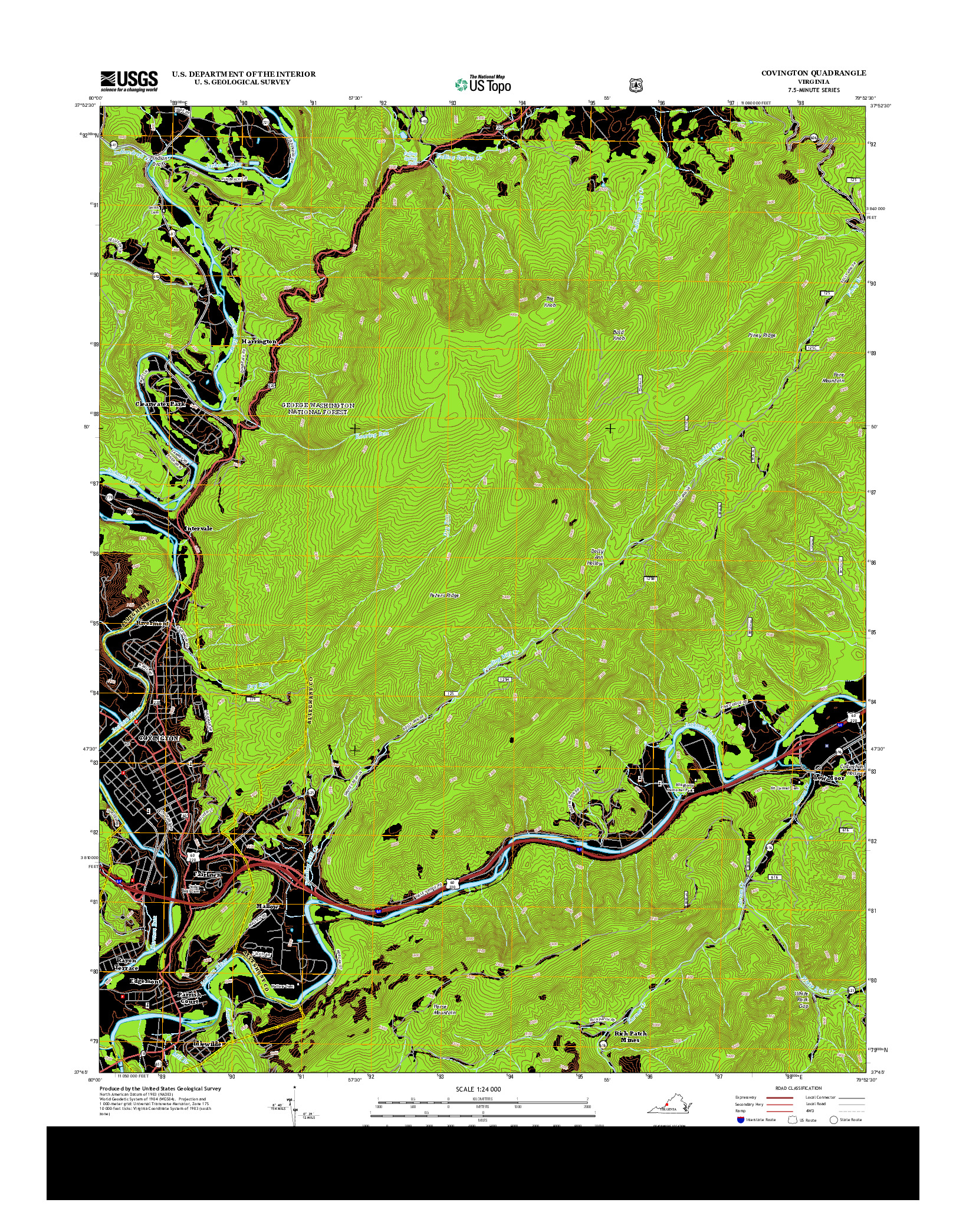 USGS US TOPO 7.5-MINUTE MAP FOR COVINGTON, VA 2013