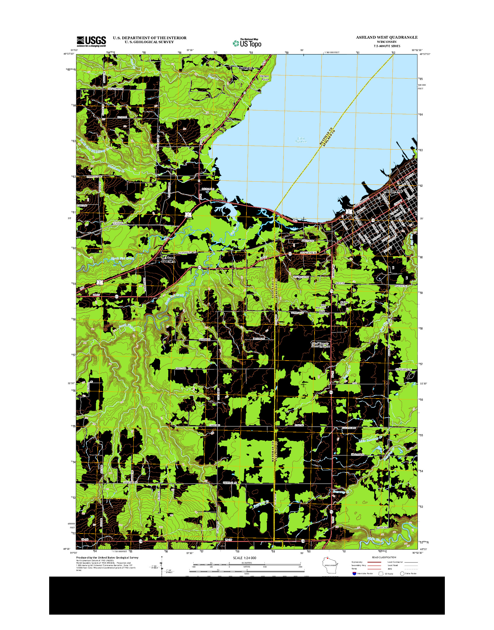 USGS US TOPO 7.5-MINUTE MAP FOR ASHLAND WEST, WI 2013