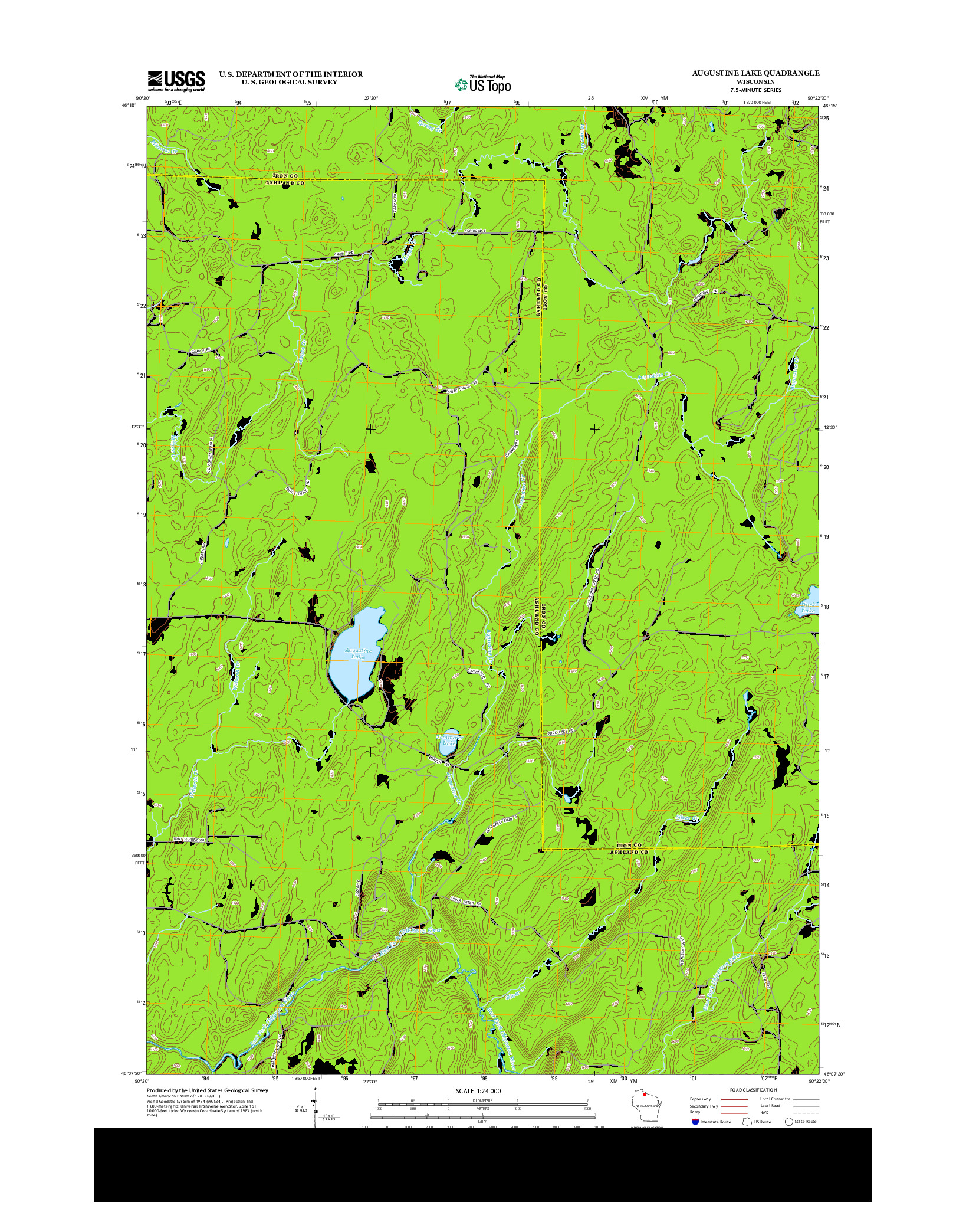 USGS US TOPO 7.5-MINUTE MAP FOR AUGUSTINE LAKE, WI 2013