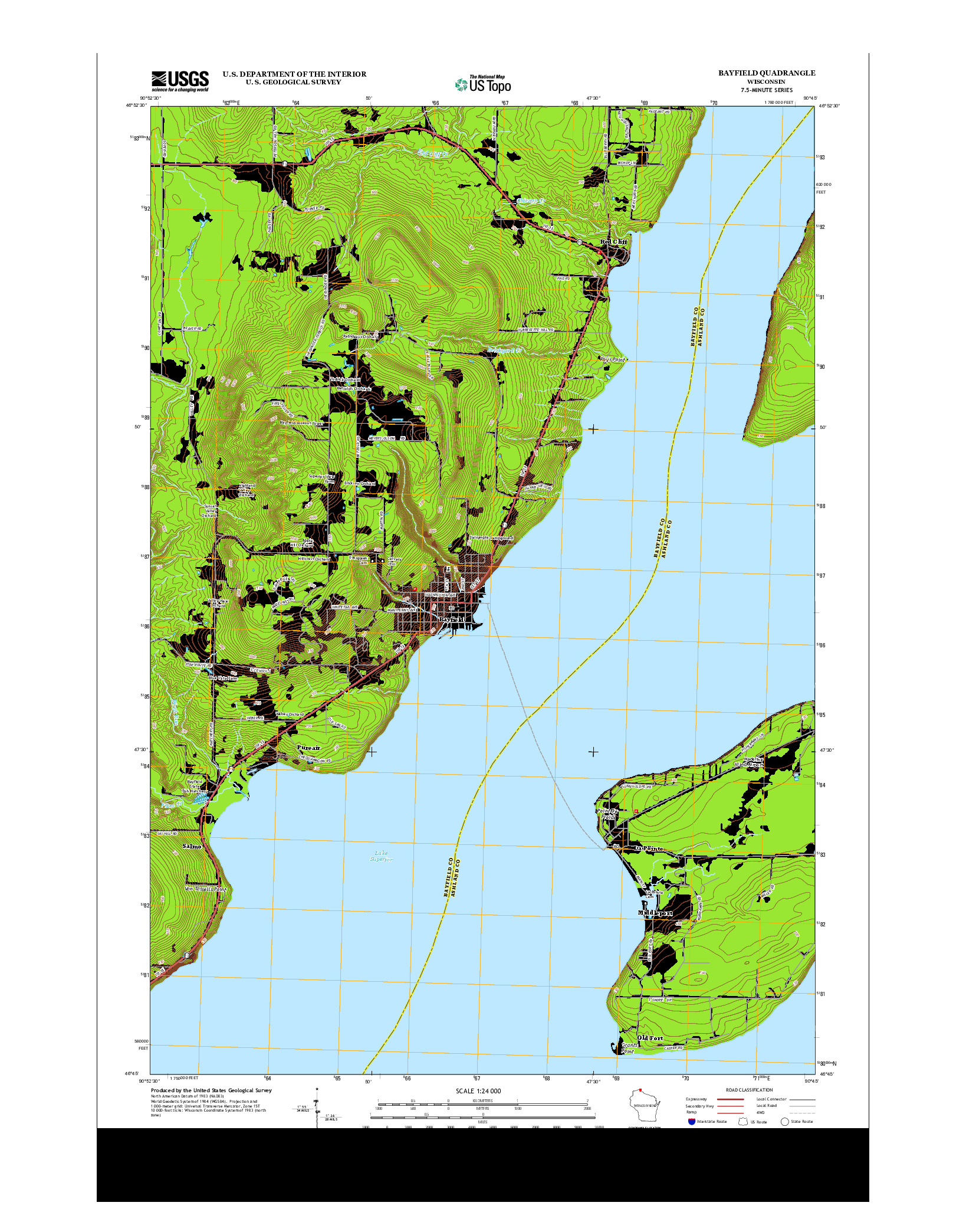 USGS US TOPO 7.5-MINUTE MAP FOR BAYFIELD, WI 2013