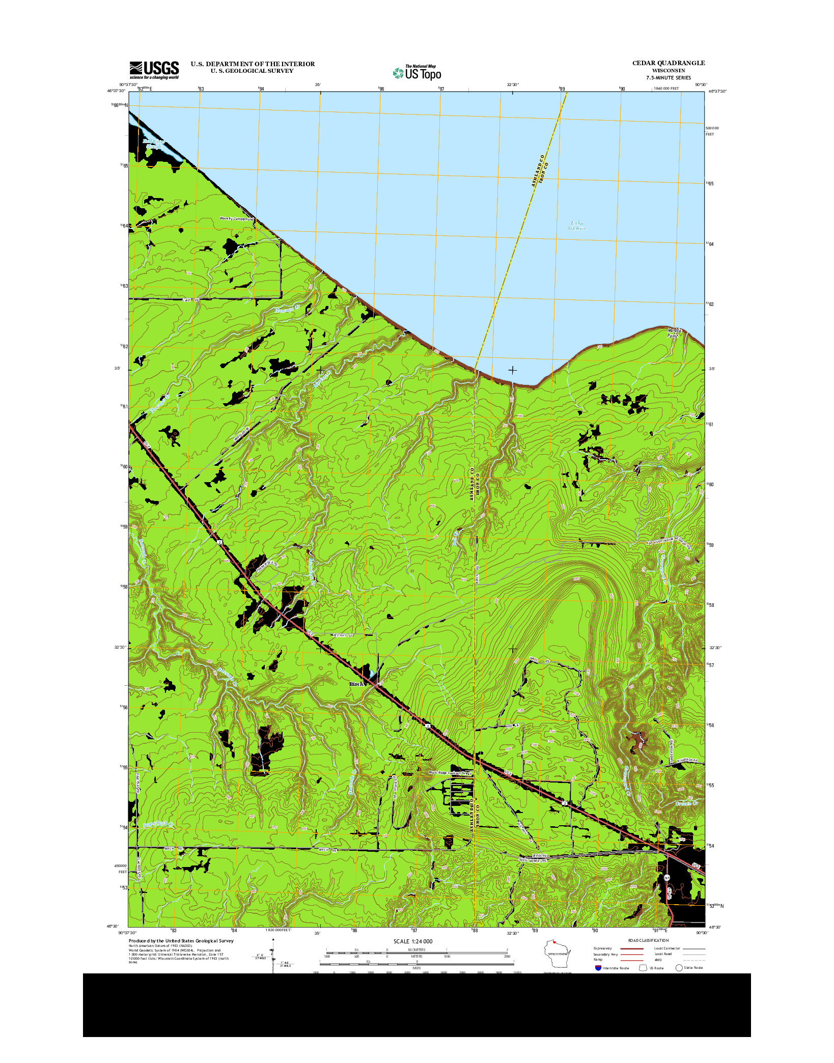 USGS US TOPO 7.5-MINUTE MAP FOR CEDAR, WI 2013