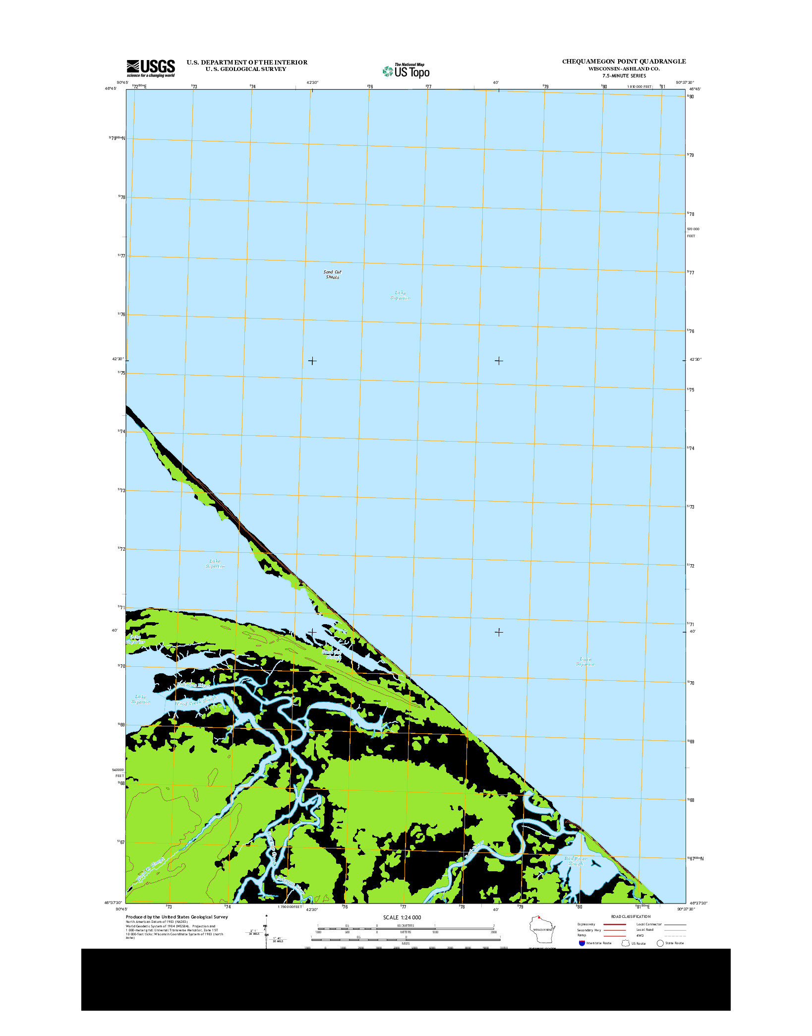 USGS US TOPO 7.5-MINUTE MAP FOR CHEQUAMEGON POINT, WI 2013