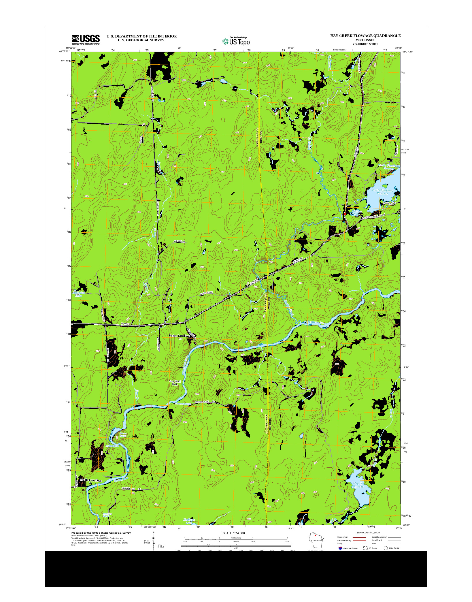 USGS US TOPO 7.5-MINUTE MAP FOR HAY CREEK FLOWAGE, WI 2013