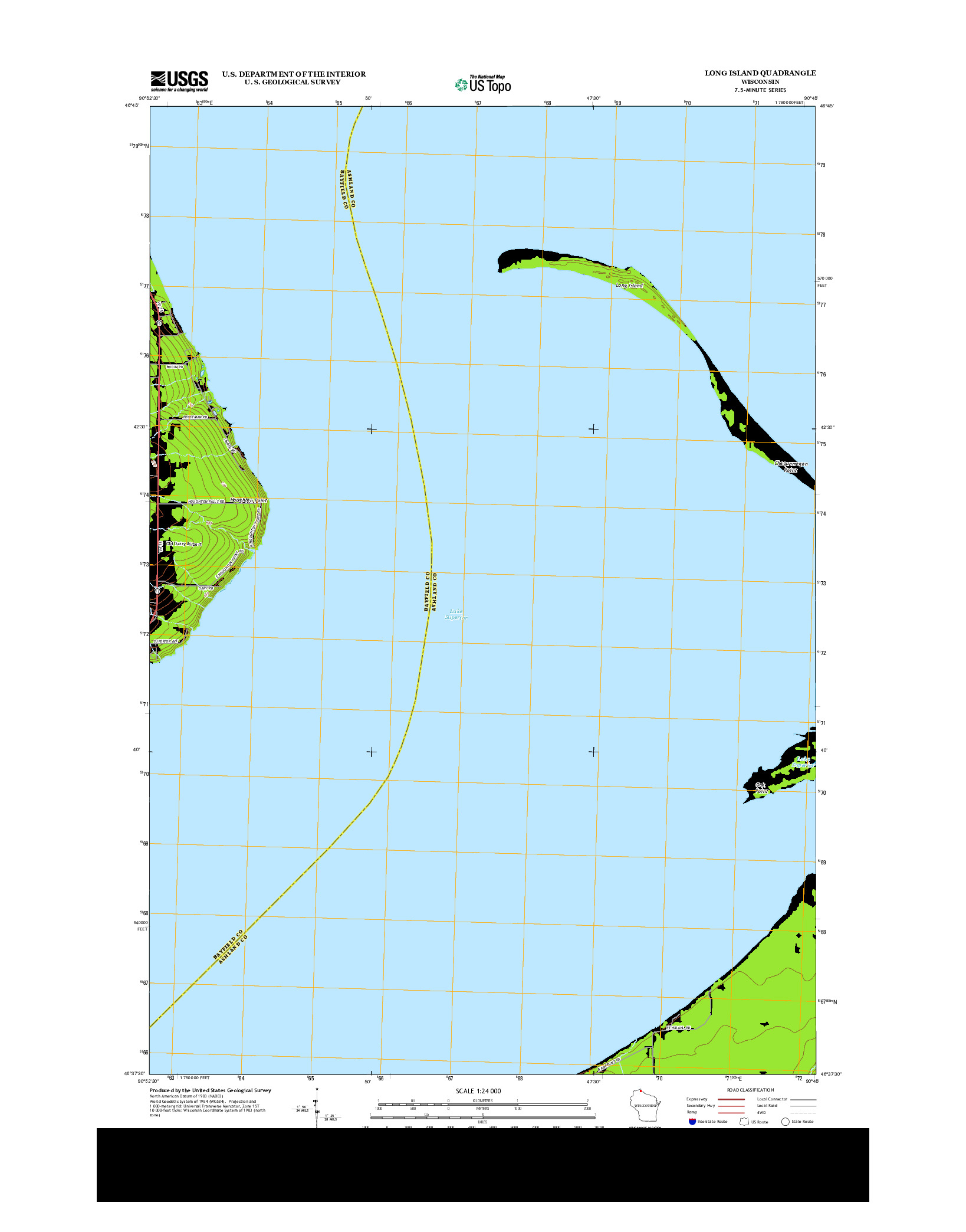 USGS US TOPO 7.5-MINUTE MAP FOR LONG ISLAND, WI 2013