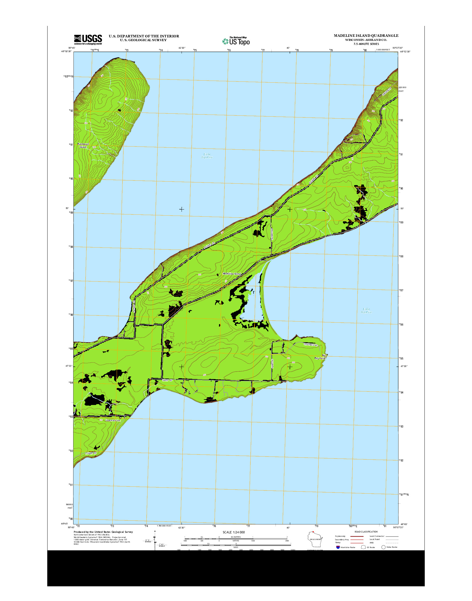 USGS US TOPO 7.5-MINUTE MAP FOR MADELINE ISLAND, WI 2013