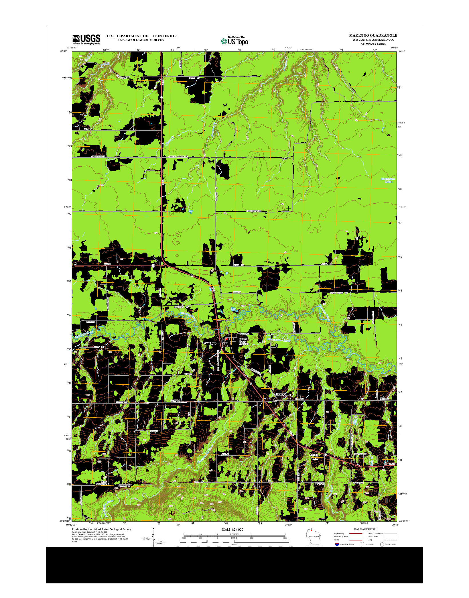 USGS US TOPO 7.5-MINUTE MAP FOR MARENGO, WI 2013