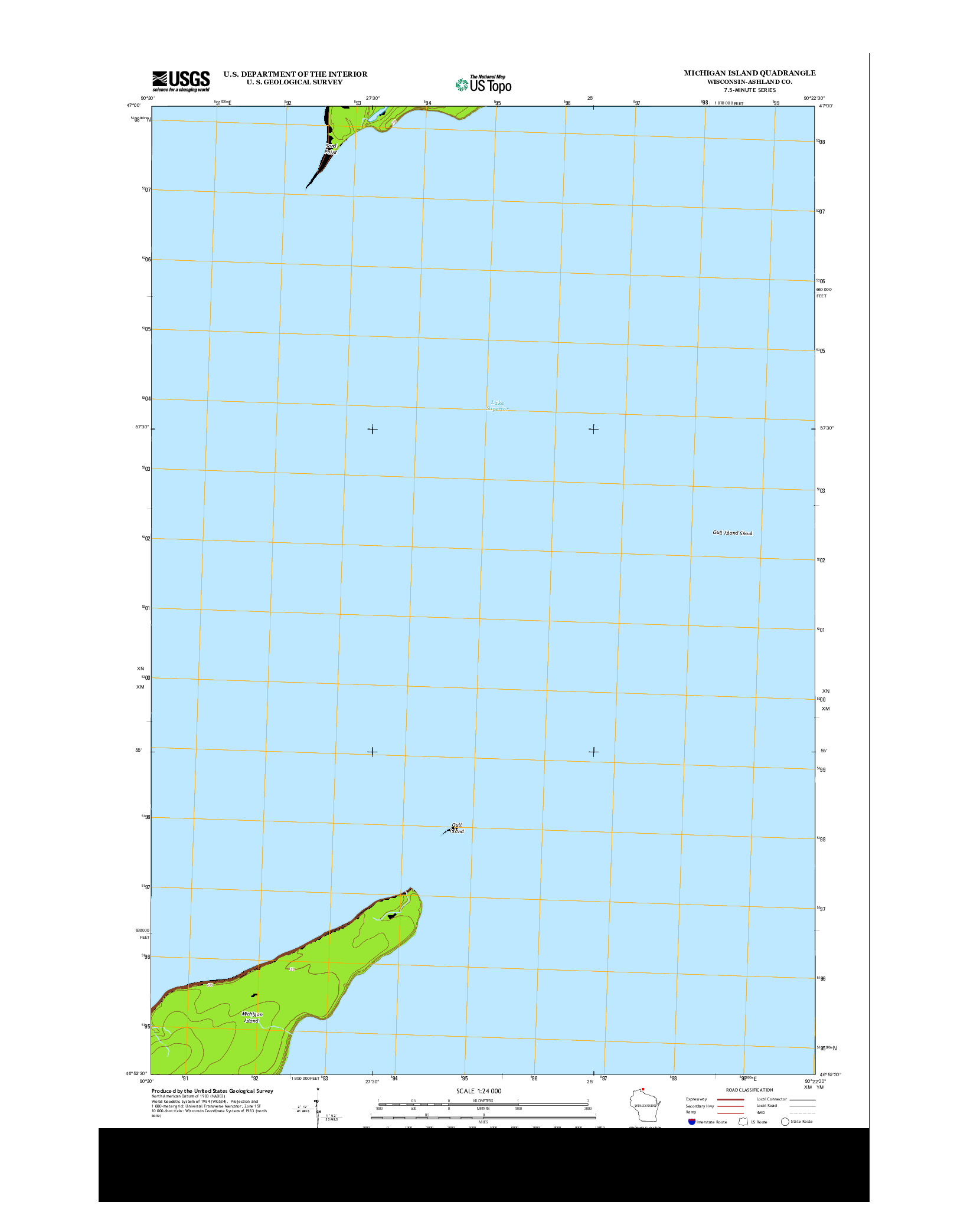 USGS US TOPO 7.5-MINUTE MAP FOR MICHIGAN ISLAND, WI 2013