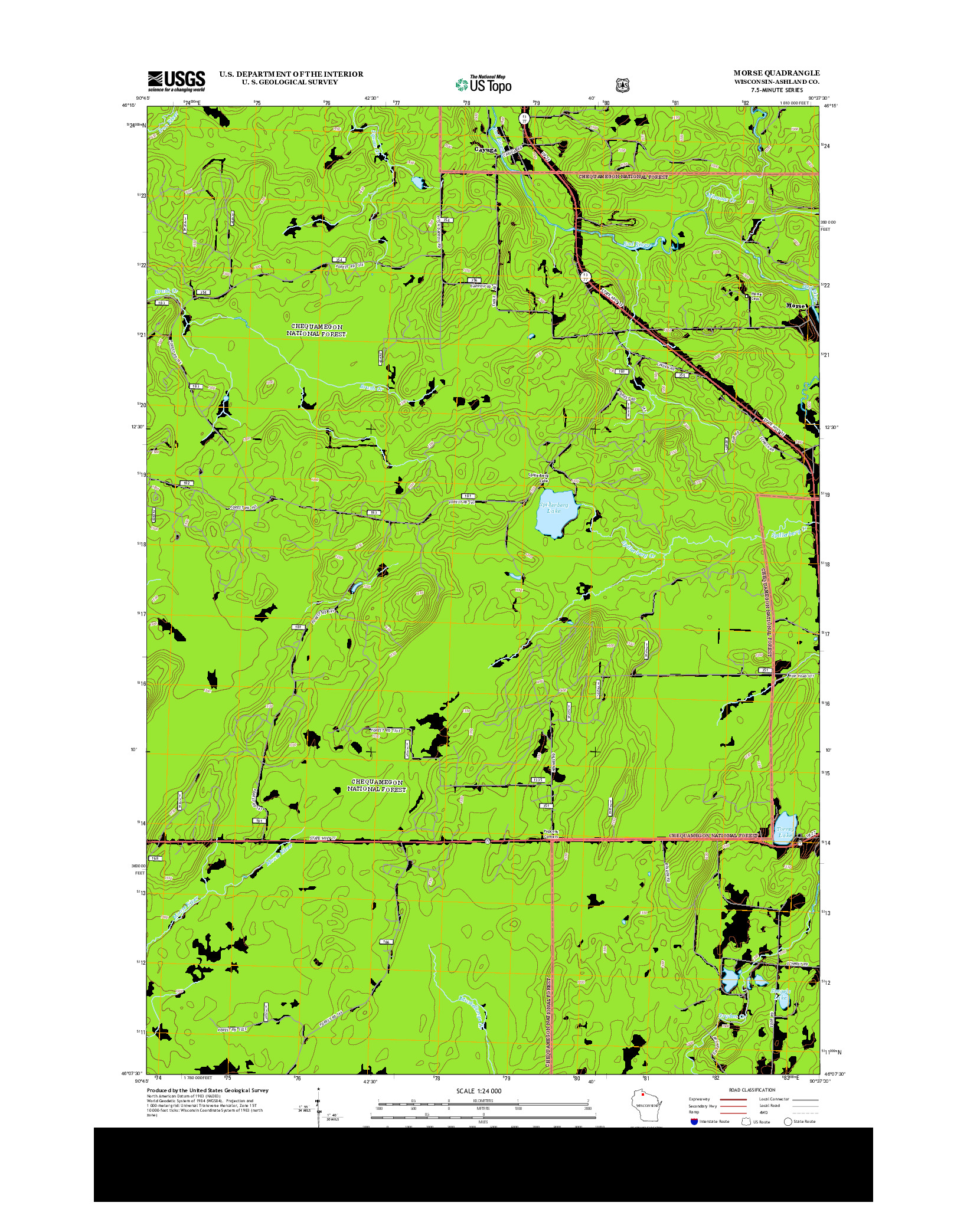 USGS US TOPO 7.5-MINUTE MAP FOR MORSE, WI 2013