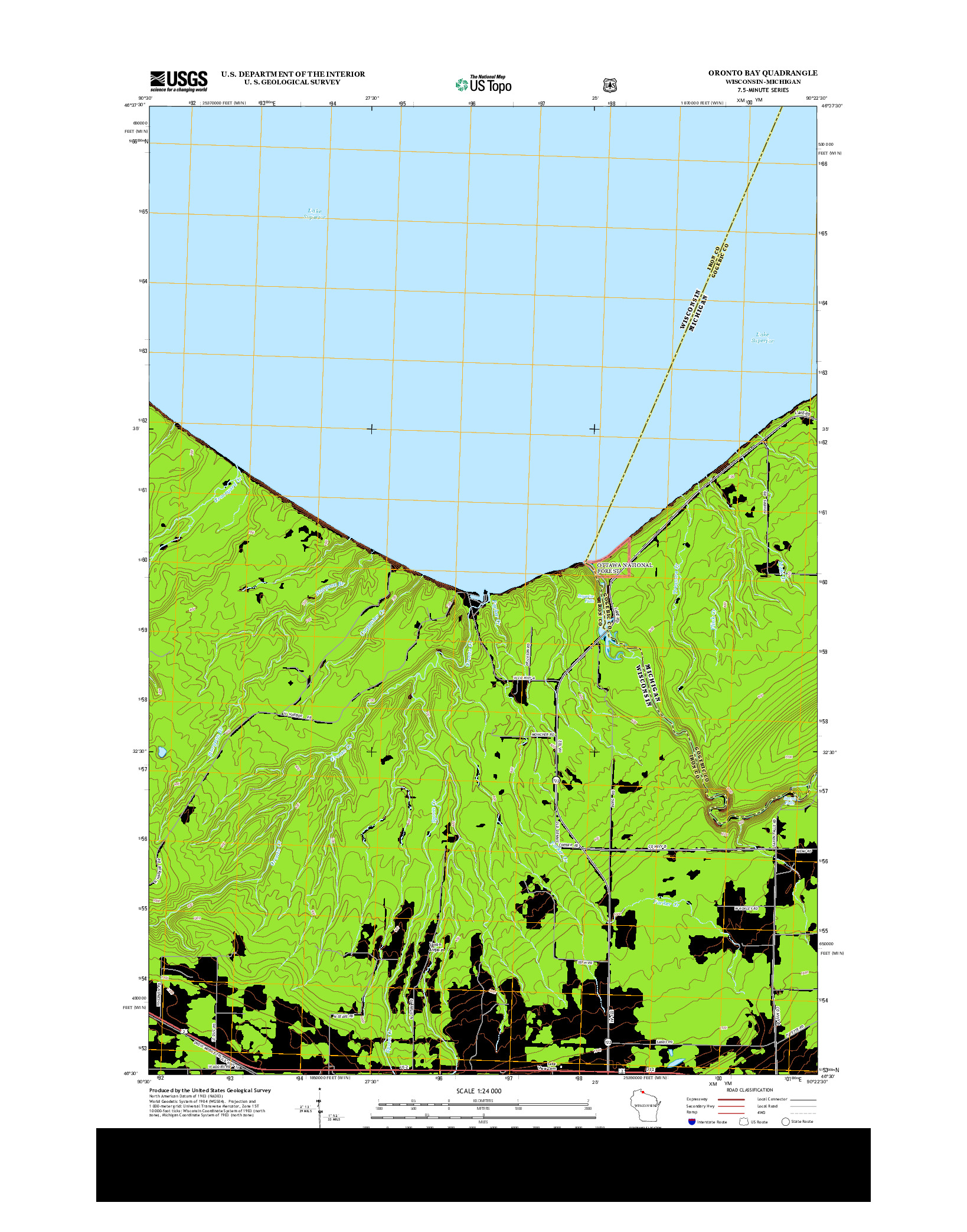 USGS US TOPO 7.5-MINUTE MAP FOR ORONTO BAY, WI-MI 2013