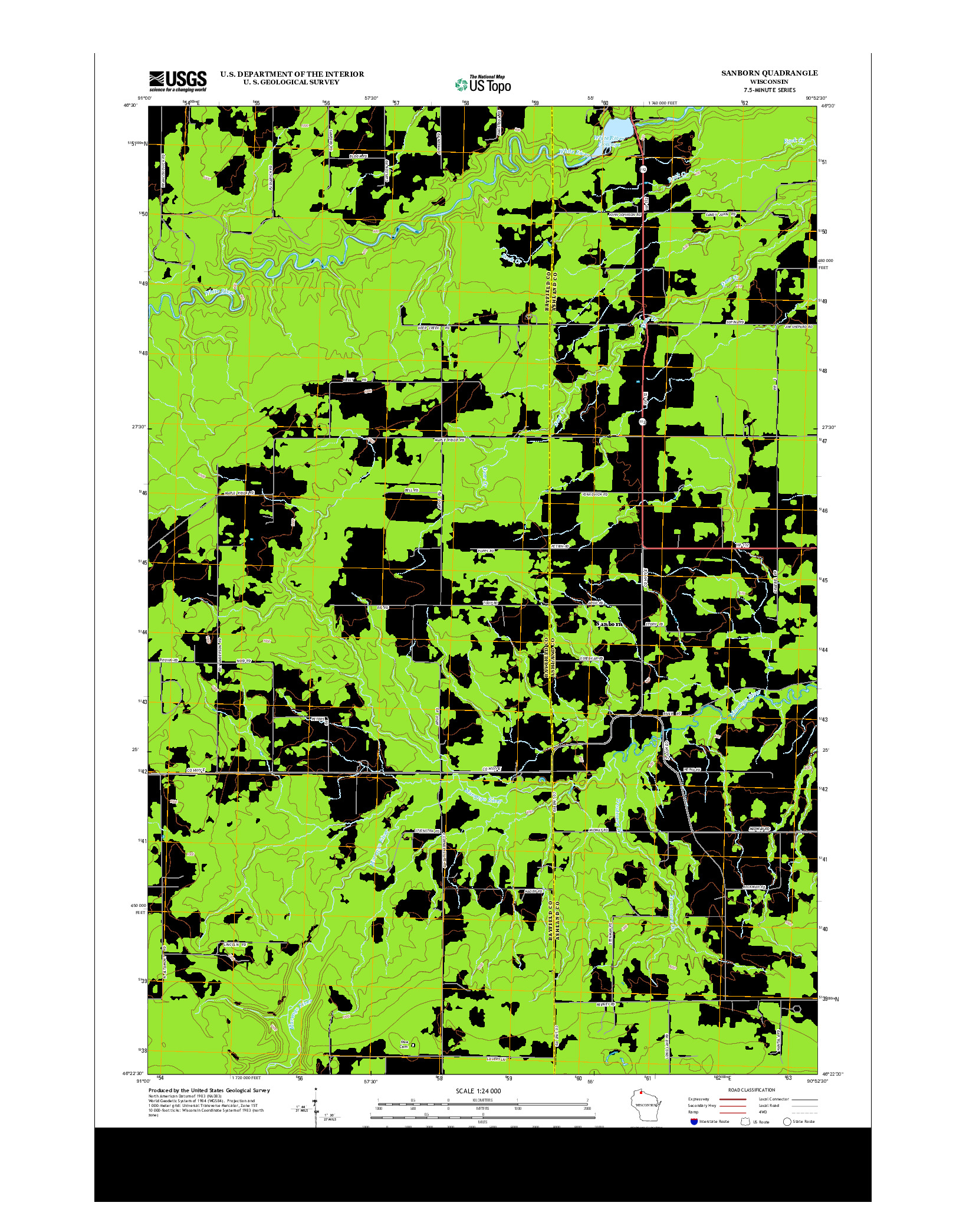 USGS US TOPO 7.5-MINUTE MAP FOR SANBORN, WI 2013