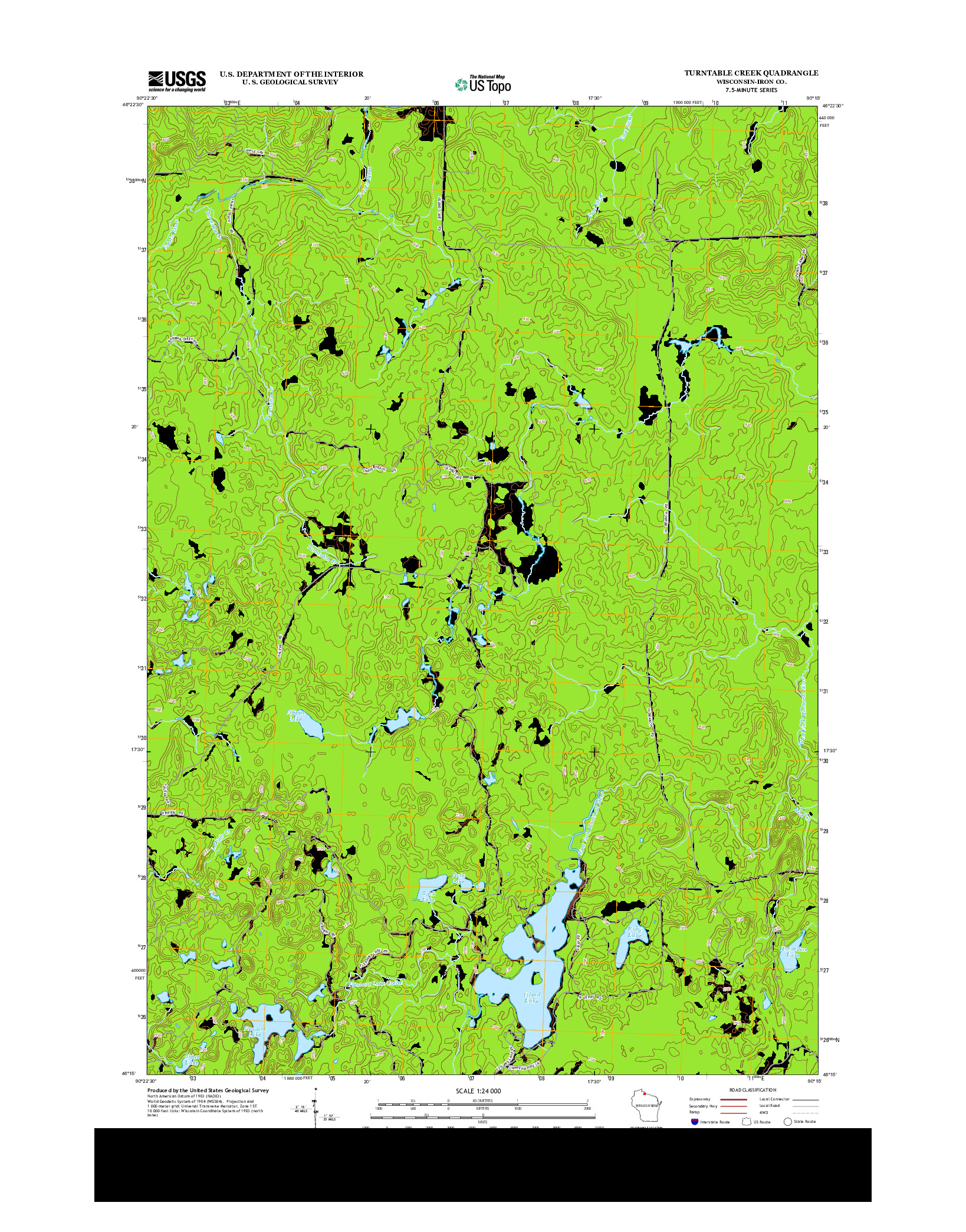 USGS US TOPO 7.5-MINUTE MAP FOR TURNTABLE CREEK, WI 2013