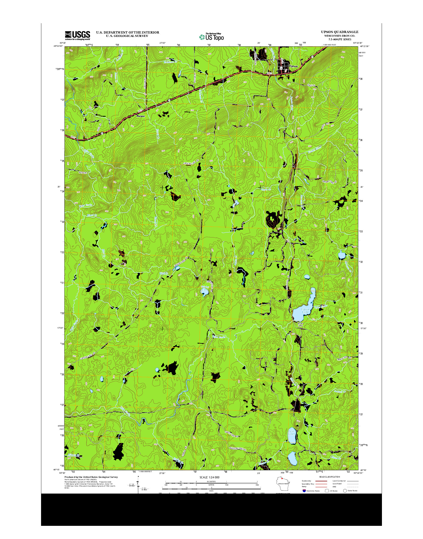 USGS US TOPO 7.5-MINUTE MAP FOR UPSON, WI 2013