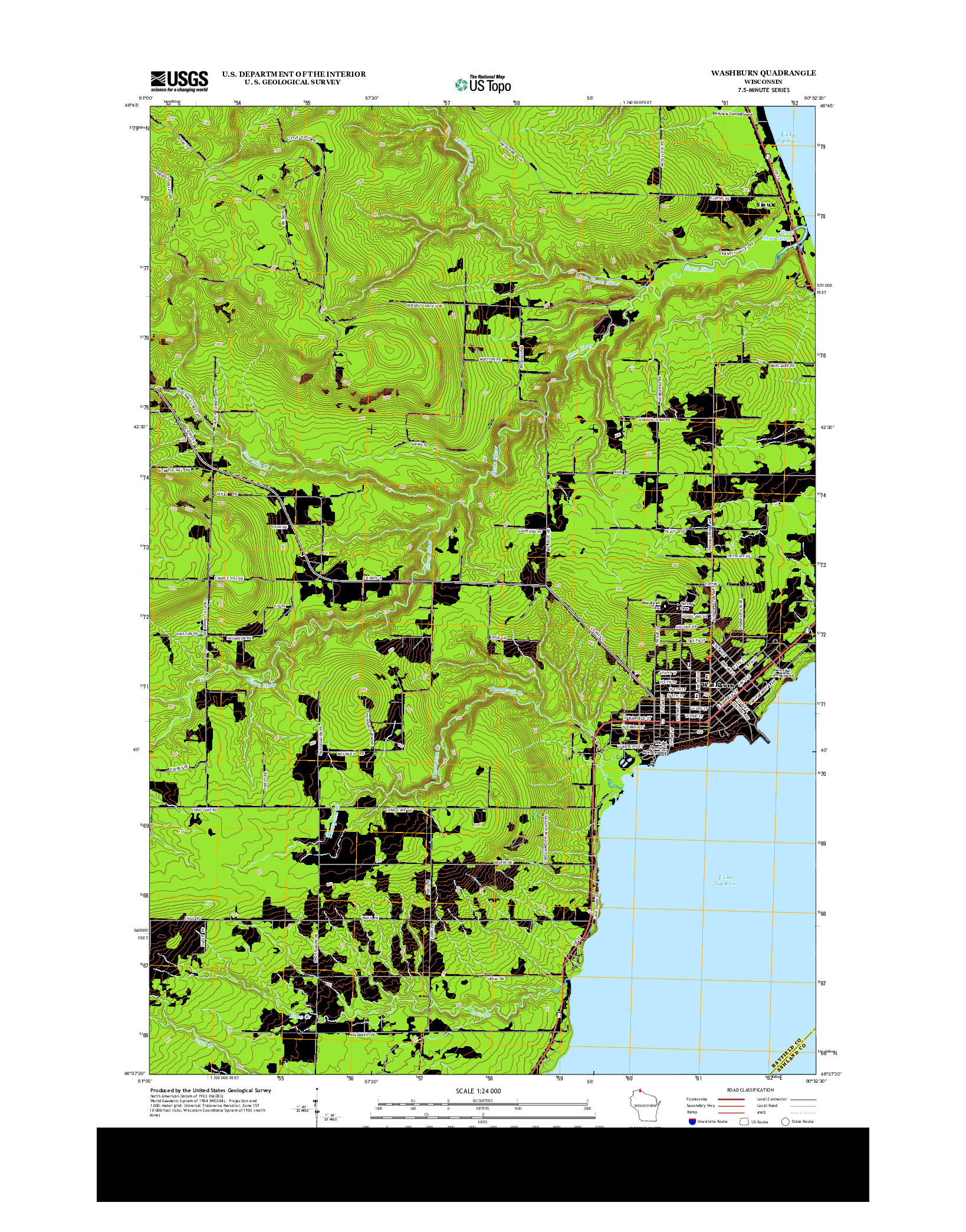 USGS US TOPO 7.5-MINUTE MAP FOR WASHBURN, WI 2013