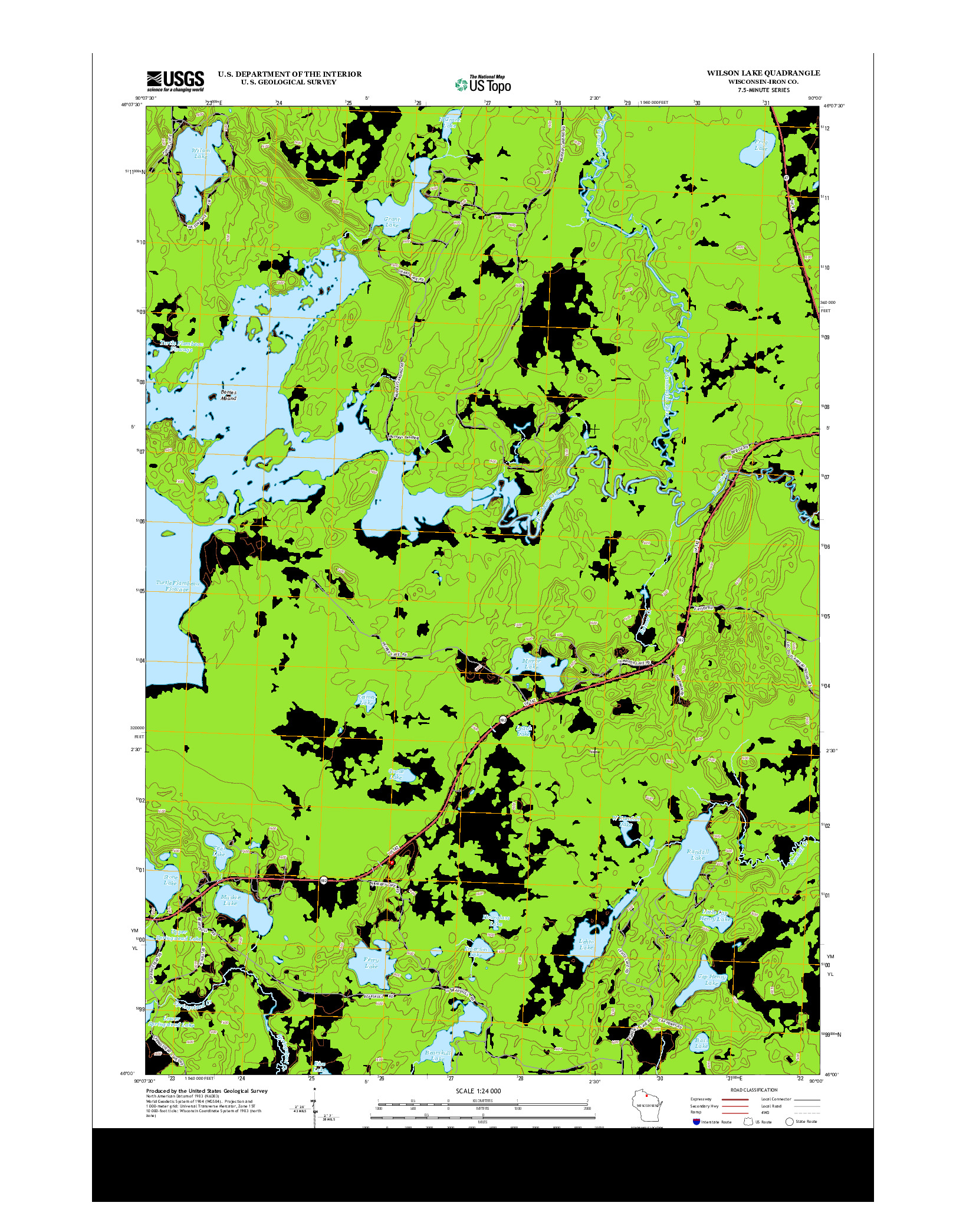 USGS US TOPO 7.5-MINUTE MAP FOR WILSON LAKE, WI 2013
