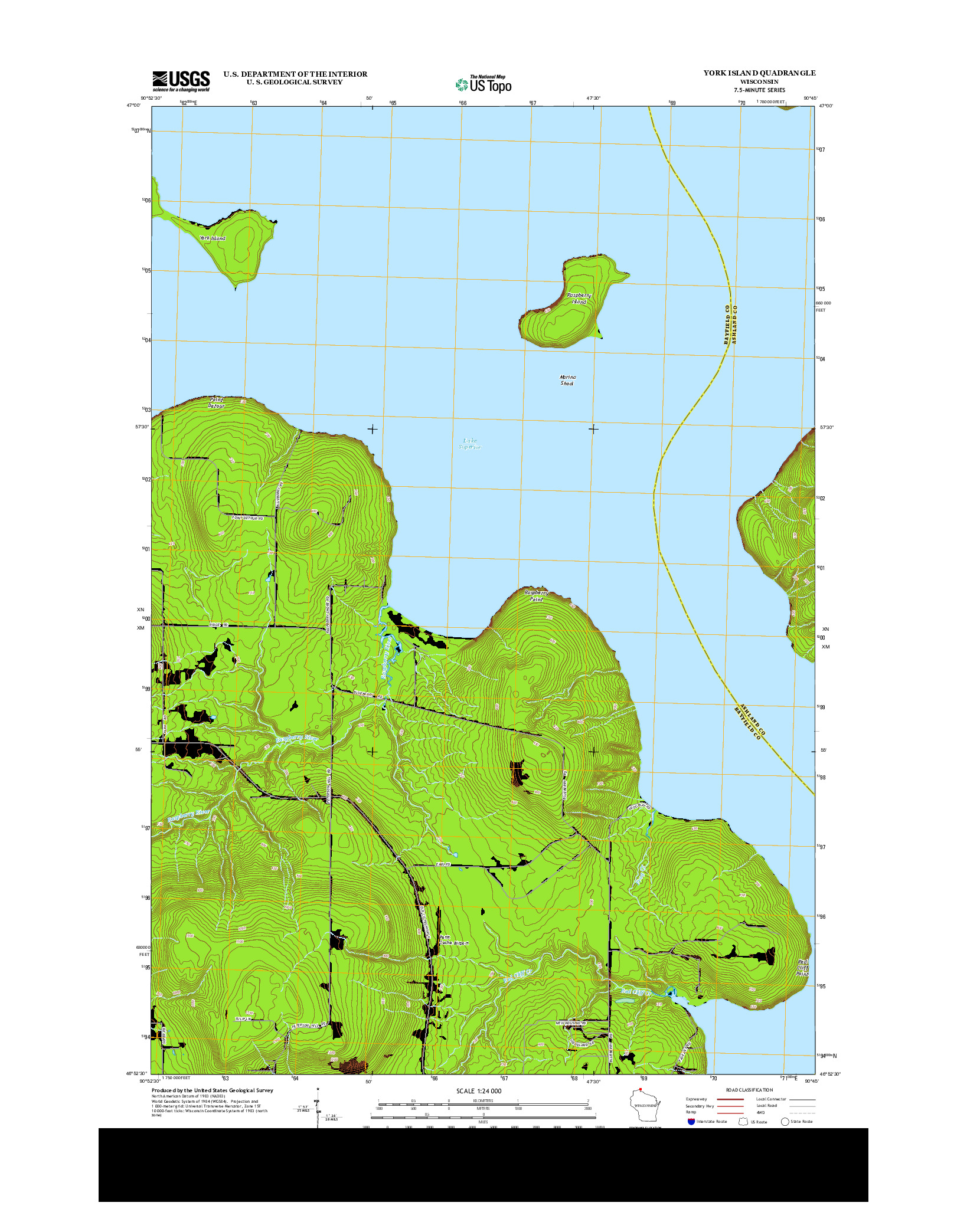 USGS US TOPO 7.5-MINUTE MAP FOR YORK ISLAND, WI 2013