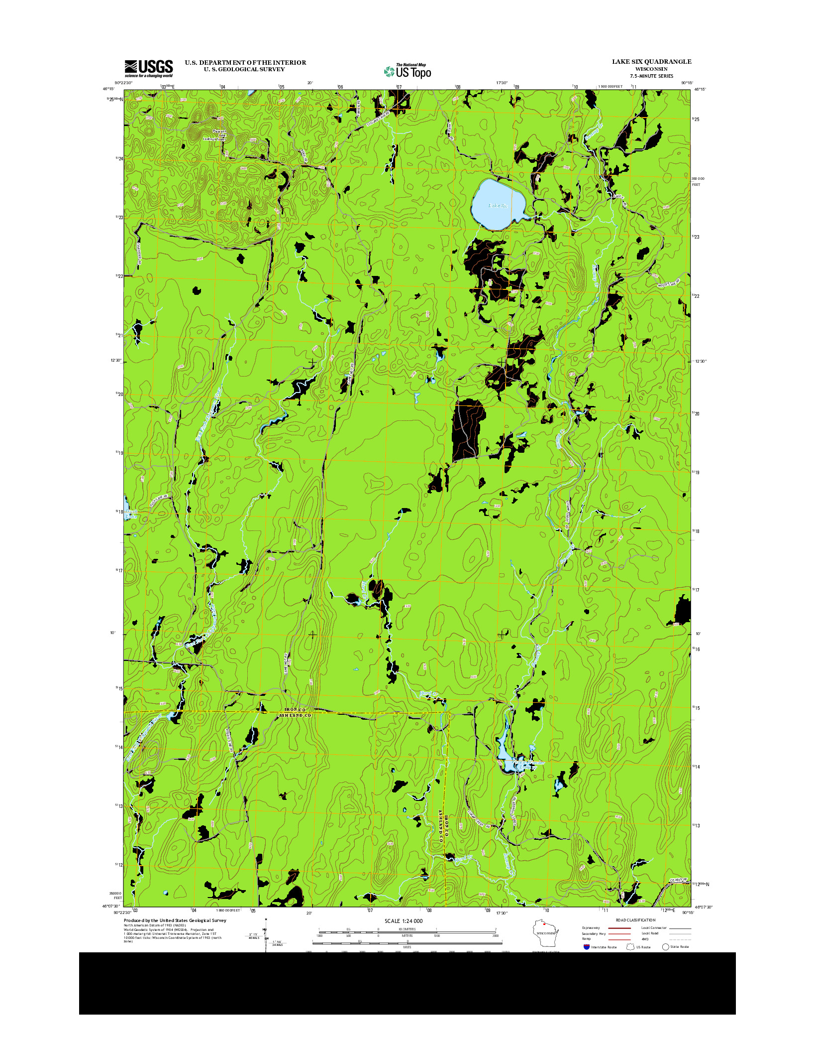 USGS US TOPO 7.5-MINUTE MAP FOR LAKE SIX, WI 2013
