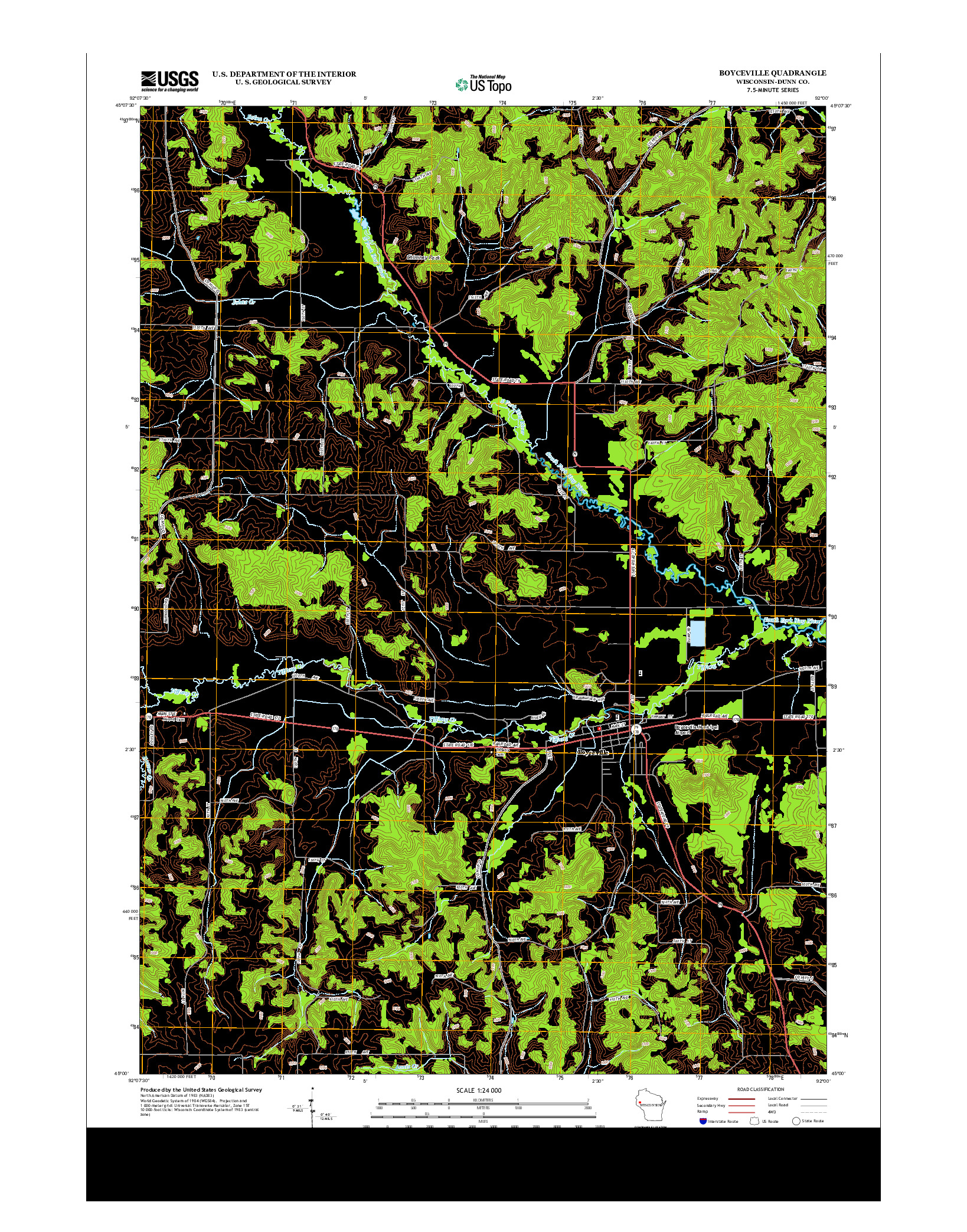 USGS US TOPO 7.5-MINUTE MAP FOR BOYCEVILLE, WI 2013