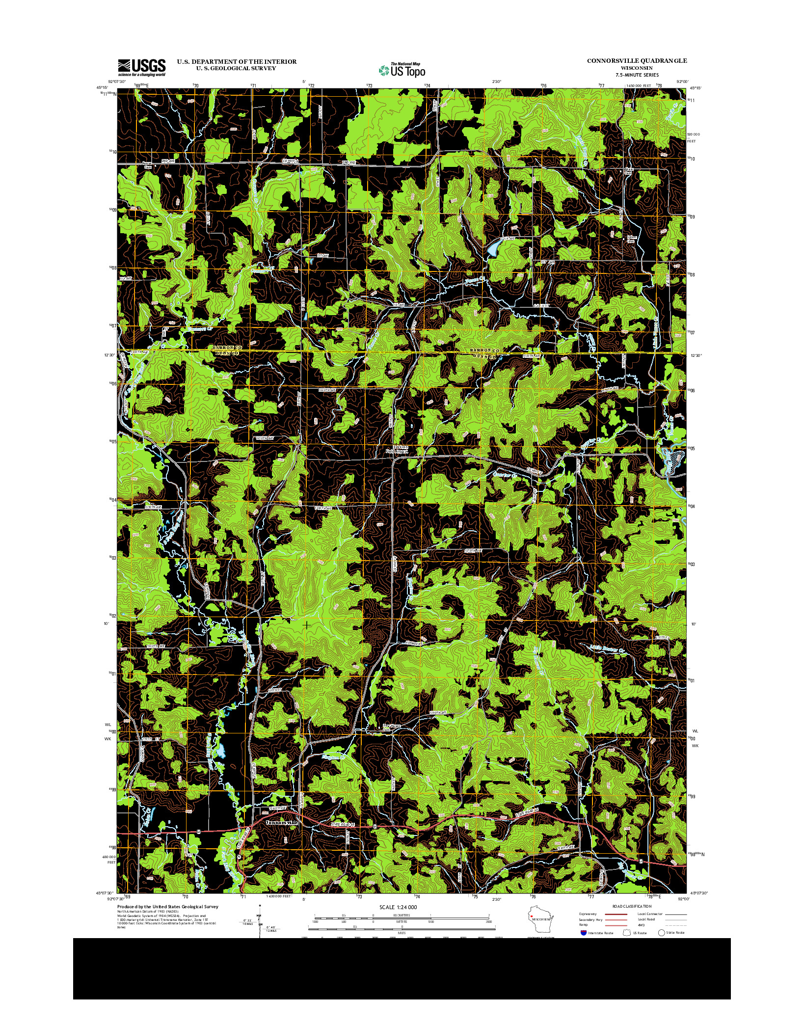 USGS US TOPO 7.5-MINUTE MAP FOR CONNORSVILLE, WI 2013