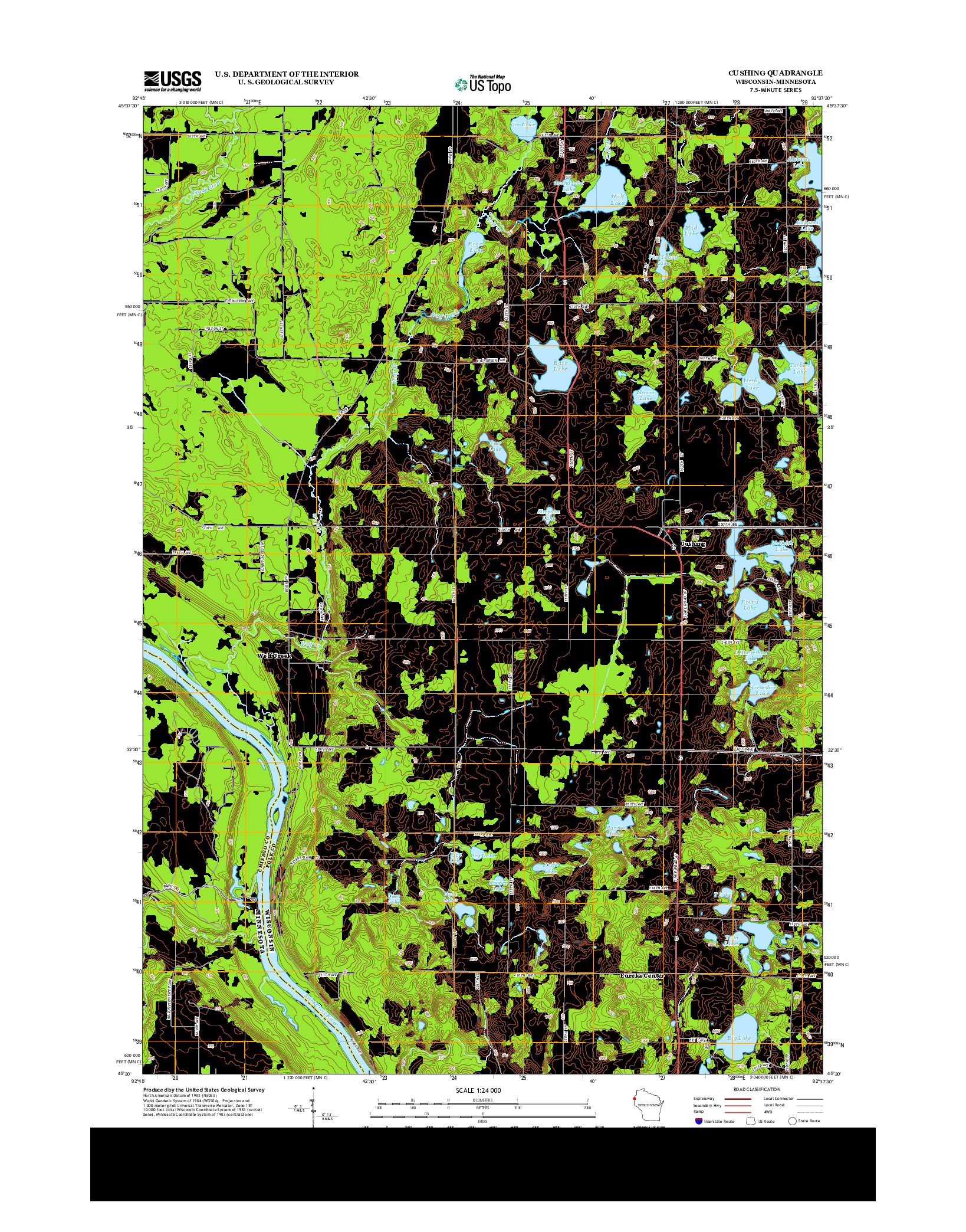 USGS US TOPO 7.5-MINUTE MAP FOR CUSHING, WI-MN 2013