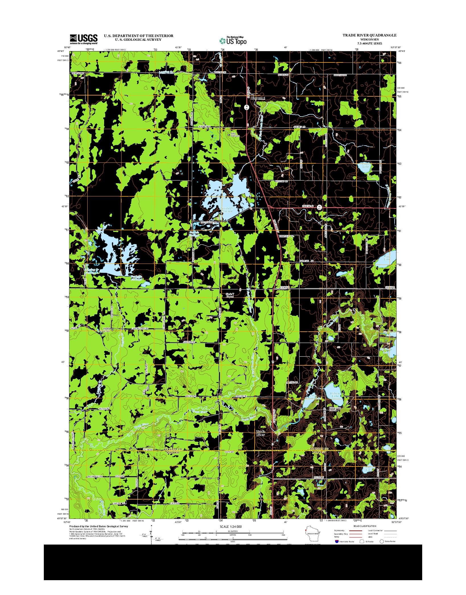 USGS US TOPO 7.5-MINUTE MAP FOR TRADE RIVER, WI 2013