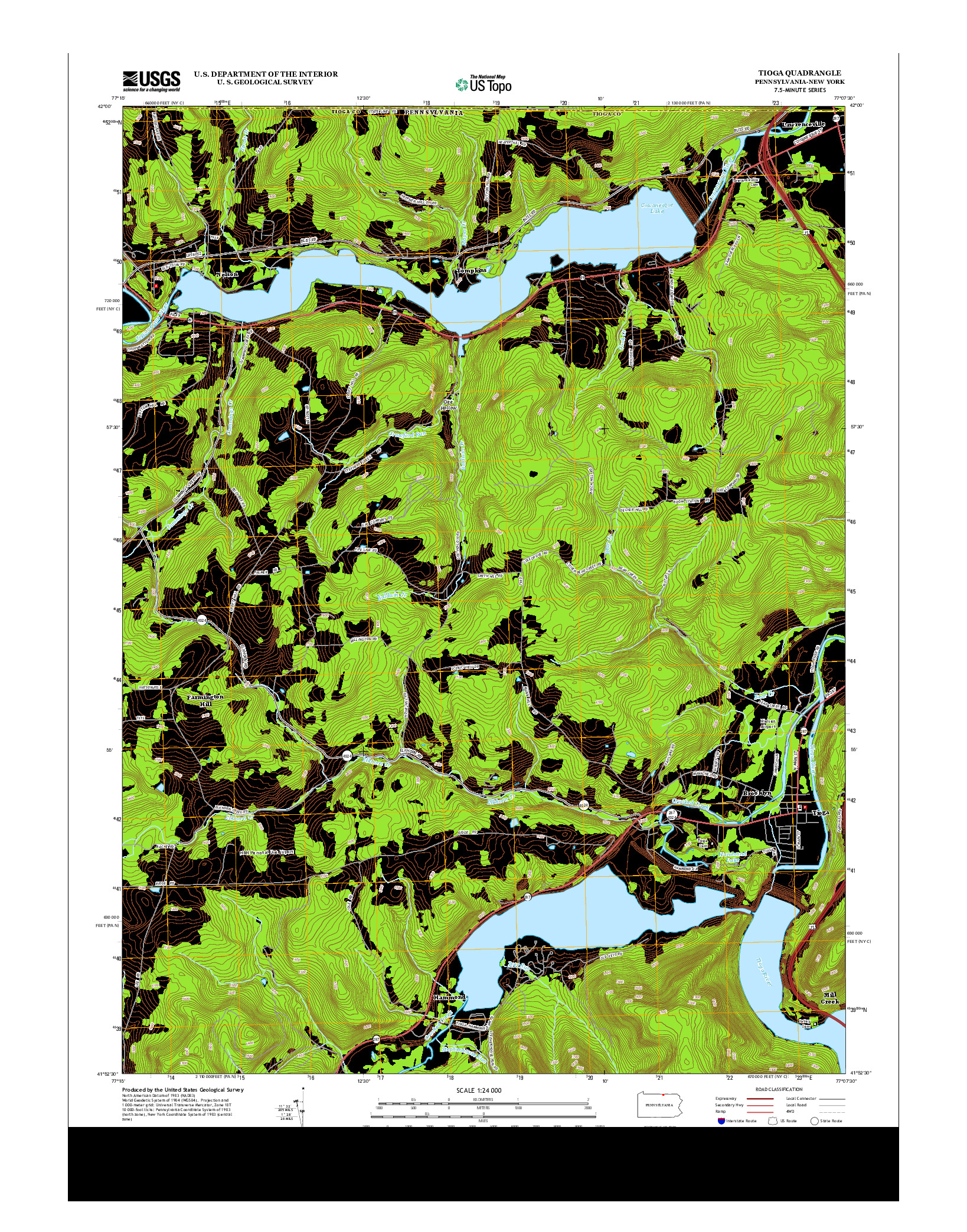 USGS US TOPO 7.5-MINUTE MAP FOR TIOGA, PA-NY 2013