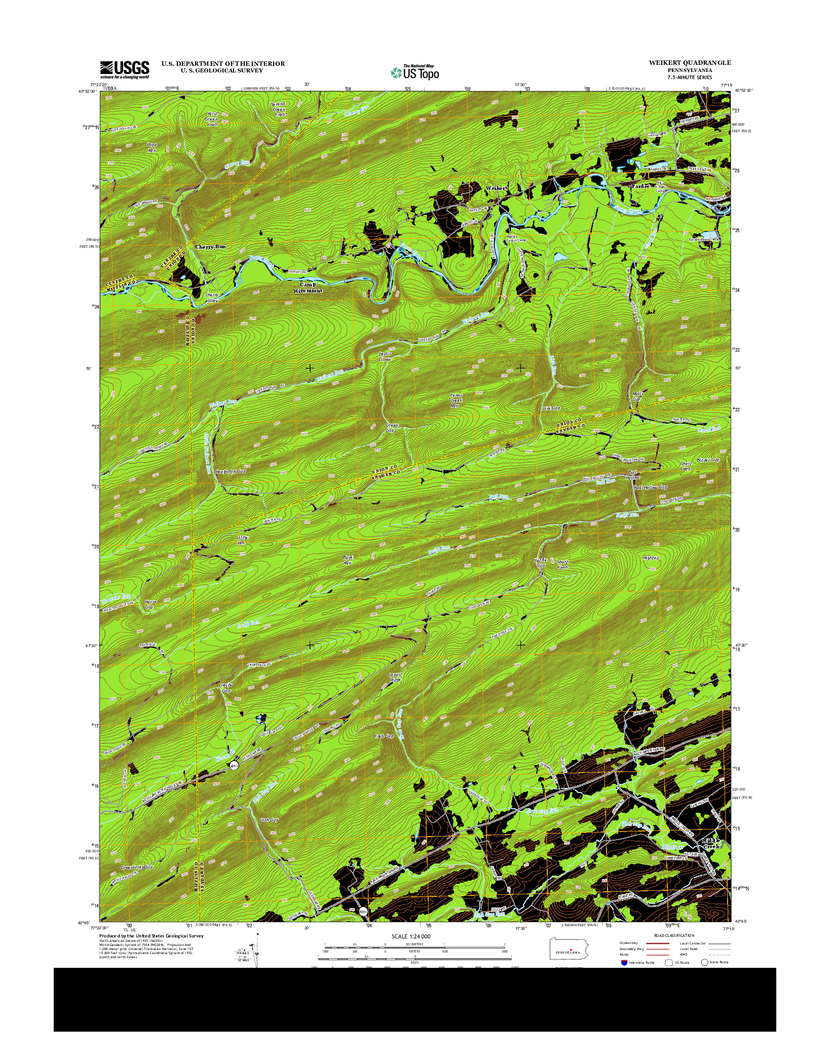 USGS US TOPO 7.5-MINUTE MAP FOR WEIKERT, PA 2013