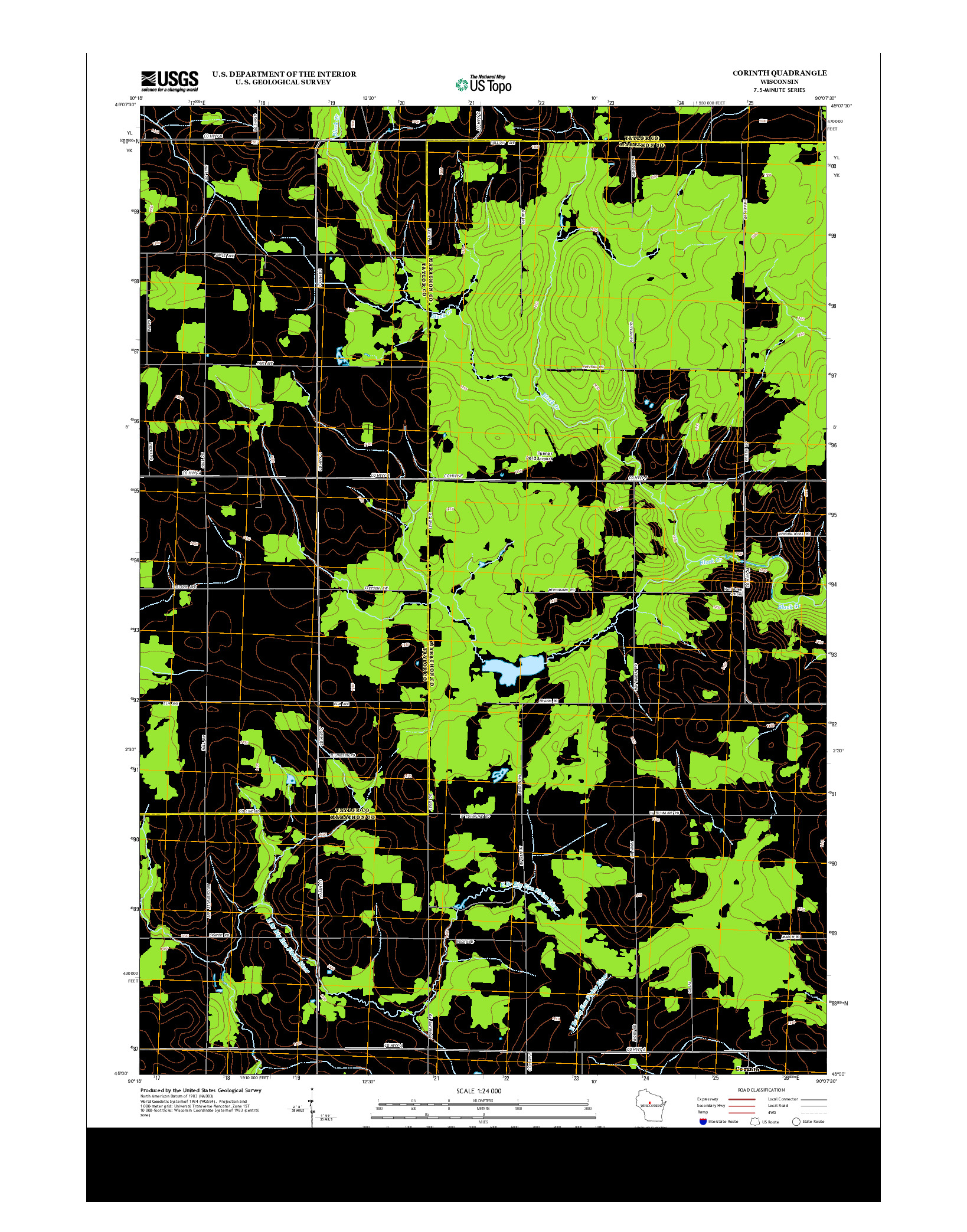 USGS US TOPO 7.5-MINUTE MAP FOR CORINTH, WI 2013