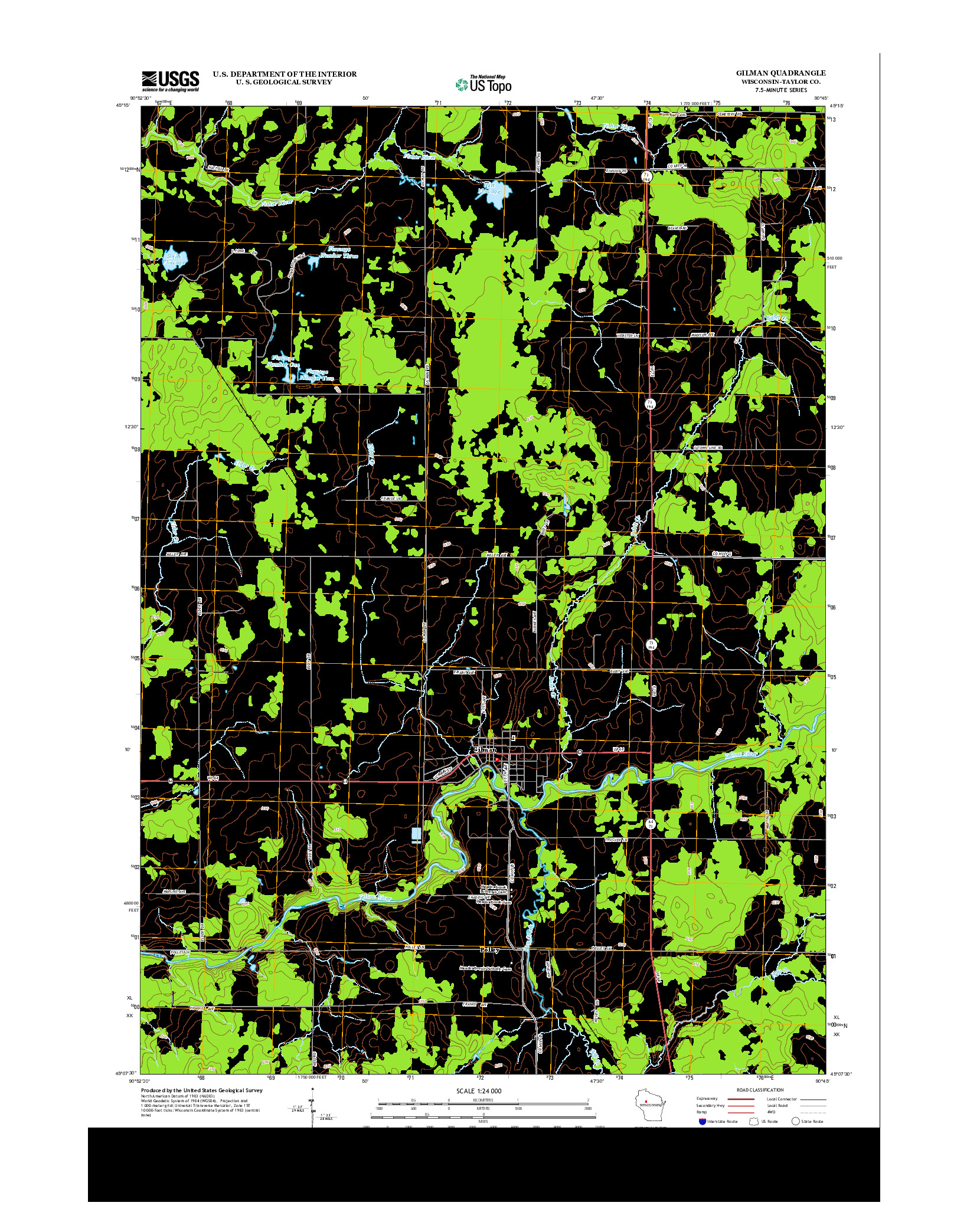 USGS US TOPO 7.5-MINUTE MAP FOR GILMAN, WI 2013