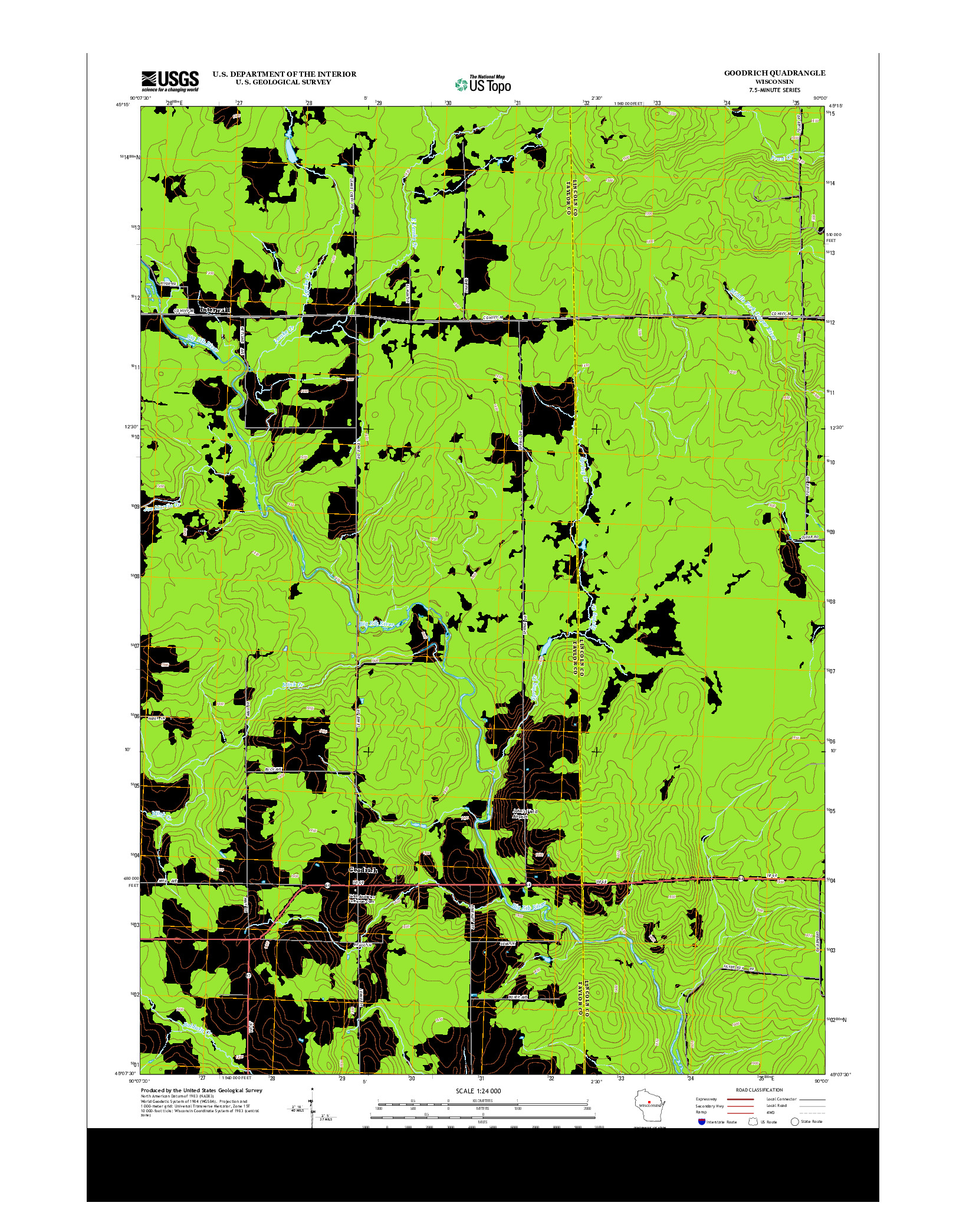 USGS US TOPO 7.5-MINUTE MAP FOR GOODRICH, WI 2013