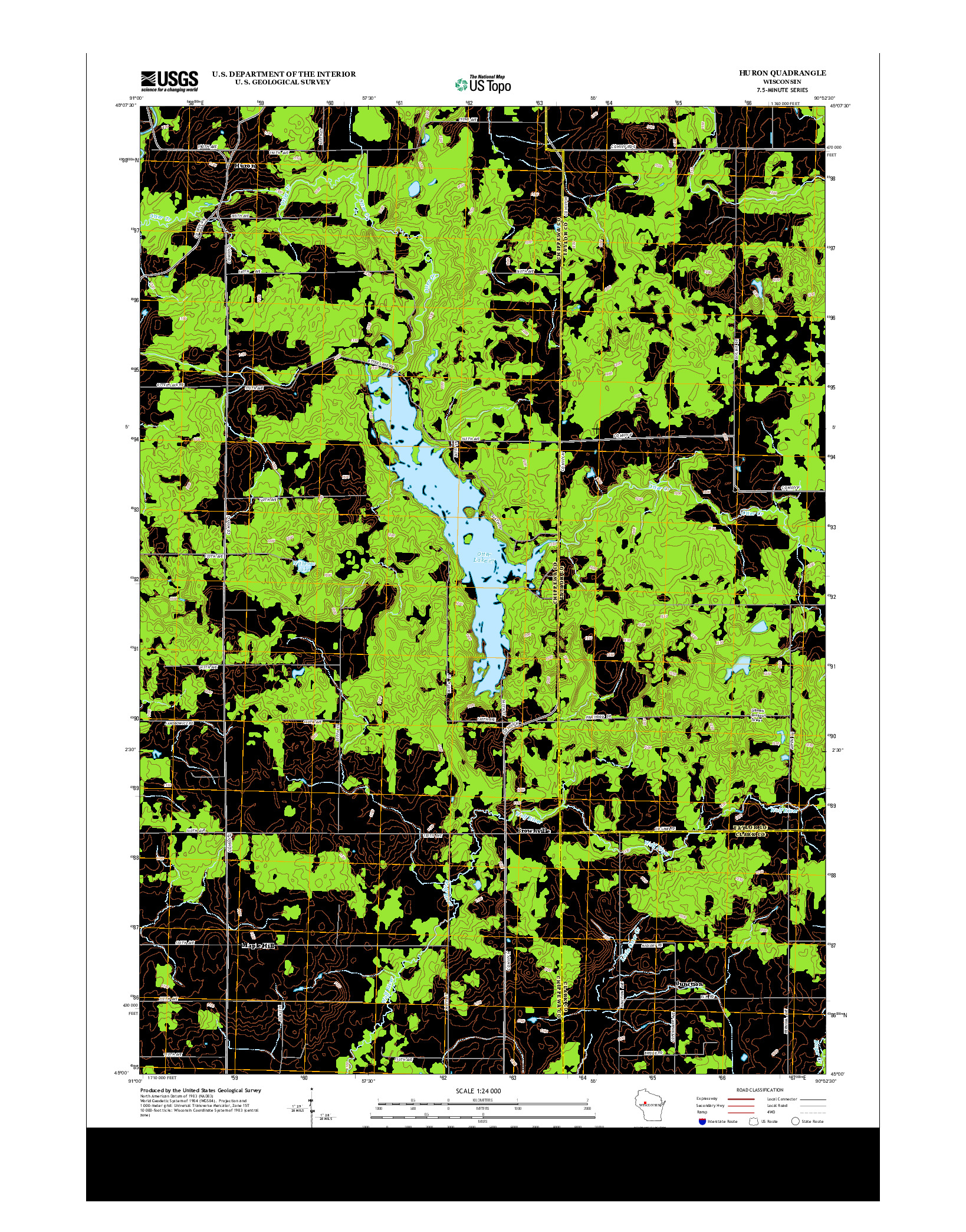 USGS US TOPO 7.5-MINUTE MAP FOR HURON, WI 2013