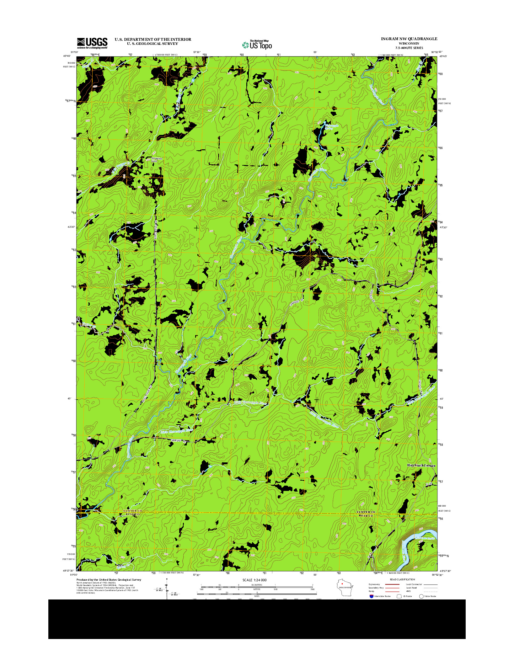USGS US TOPO 7.5-MINUTE MAP FOR INGRAM NW, WI 2013
