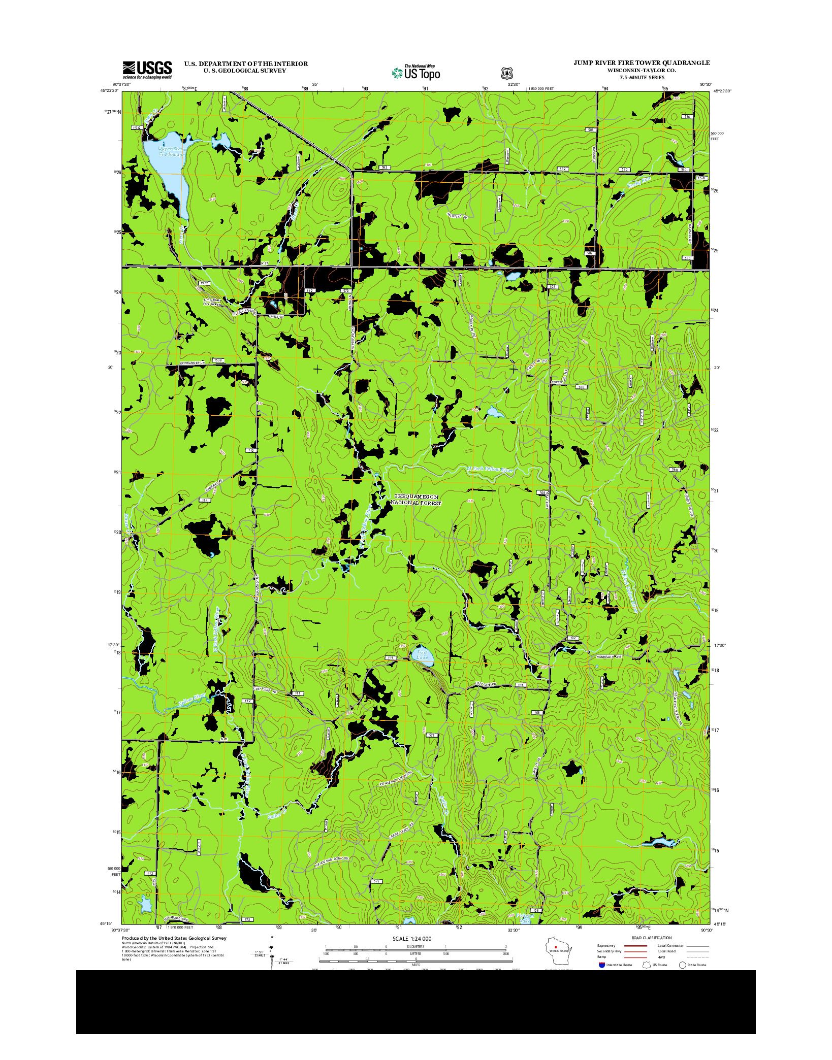 USGS US TOPO 7.5-MINUTE MAP FOR JUMP RIVER FIRE TOWER, WI 2013